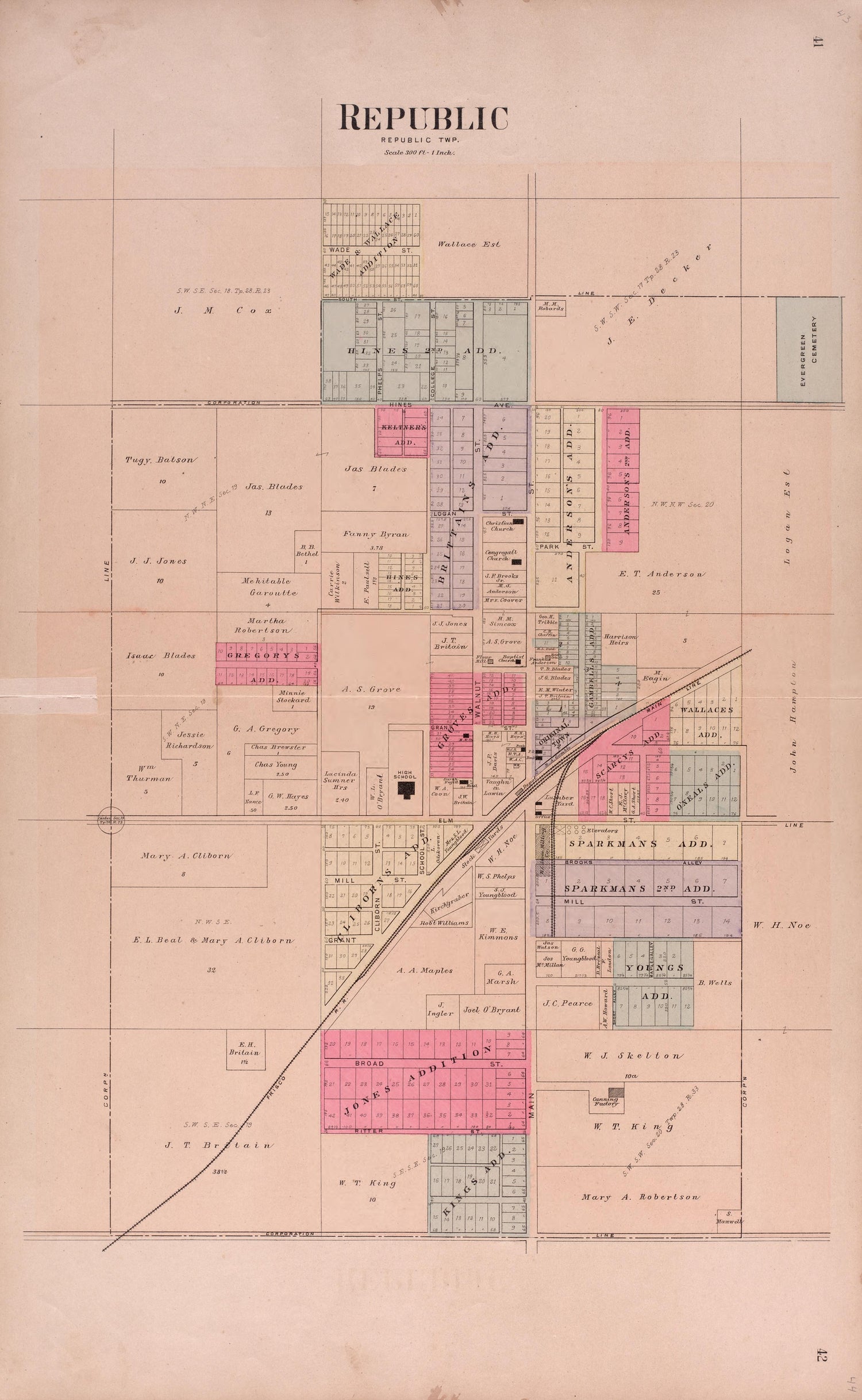 Republic from Plat Book of Greene County, Missouri : Compiled from County Records and Actual Surveys 1904 by Relic Map Company