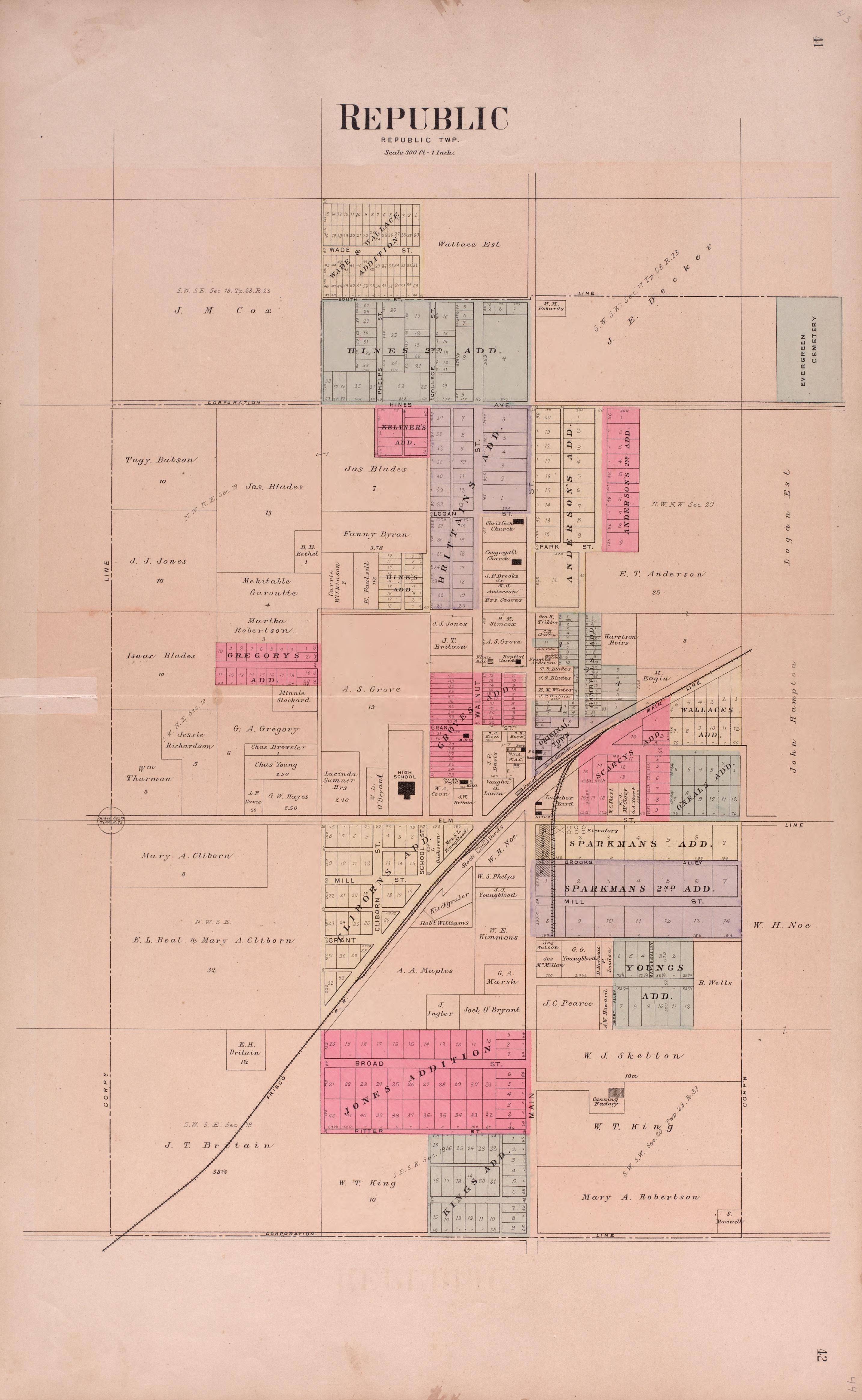 Republic from Plat Book of Greene County, Missouri : Compiled from County Records and Actual Surveys 1904 by Relic Map Company