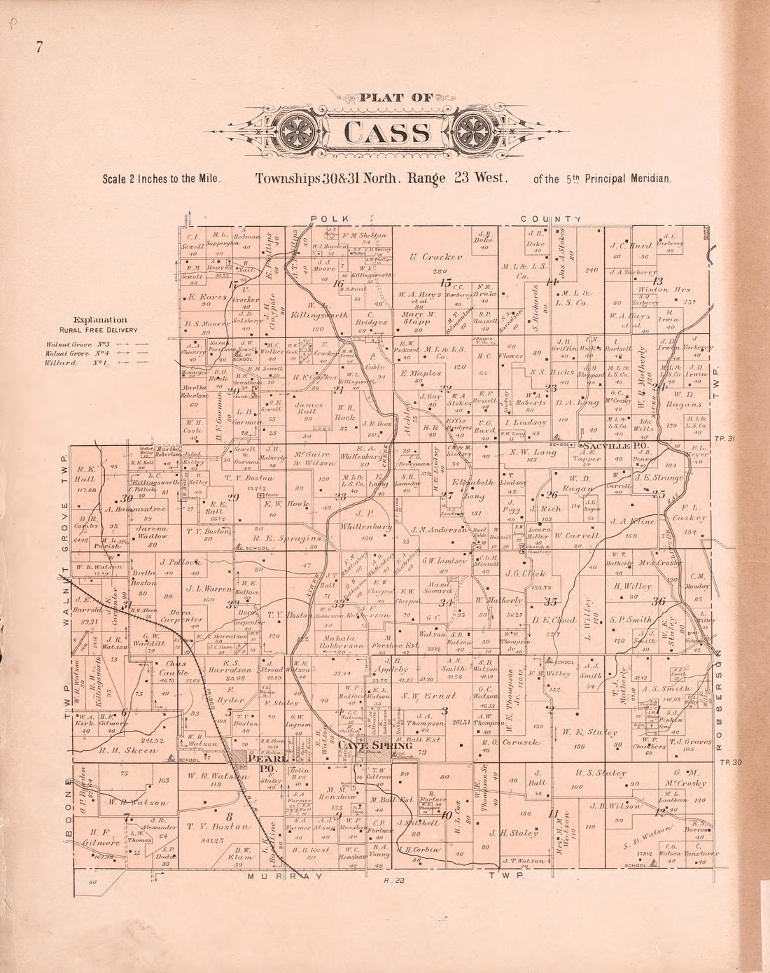Cass from Plat Book of Greene County, Missouri : Compiled from County Records and Actual Surveys 1904 by Relic Map Company