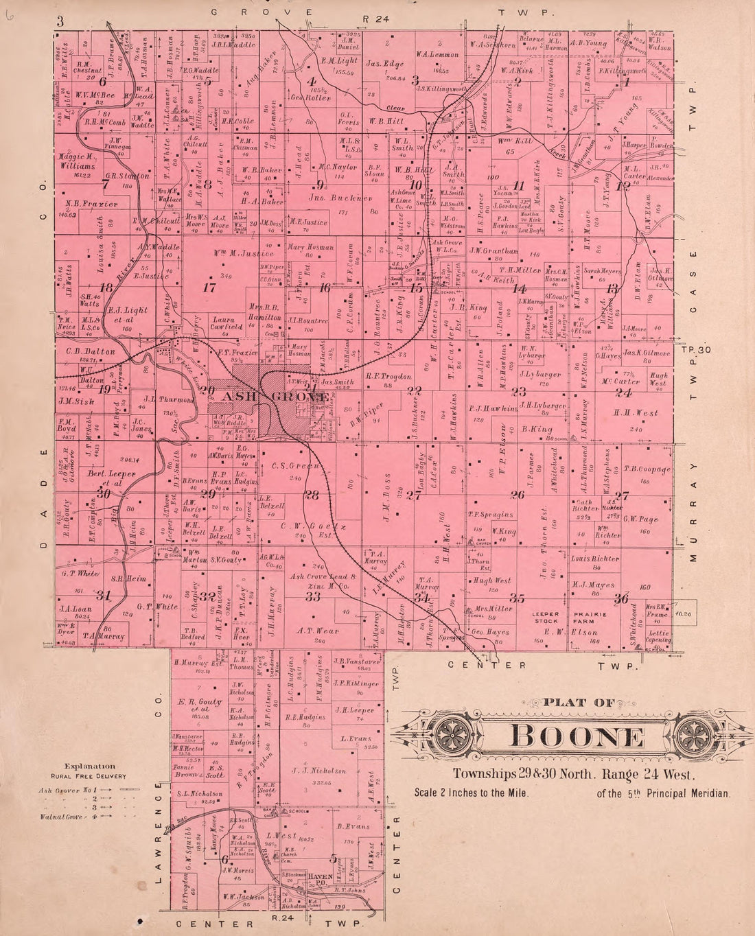 Boone from Plat Book of Greene County, Missouri : Compiled from County Records and Actual Surveys 1904 by Relic Map Company