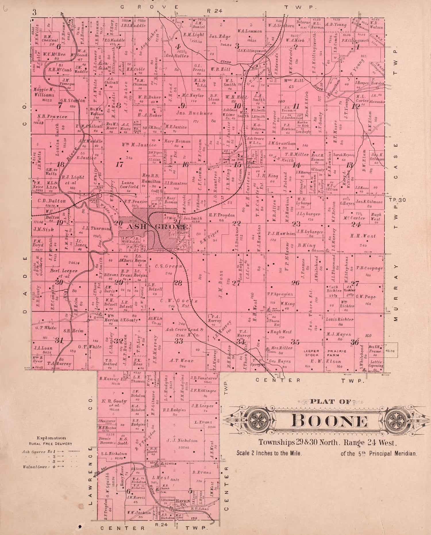 Boone from Plat Book of Greene County, Missouri : Compiled from County Records and Actual Surveys 1904 by Relic Map Company
