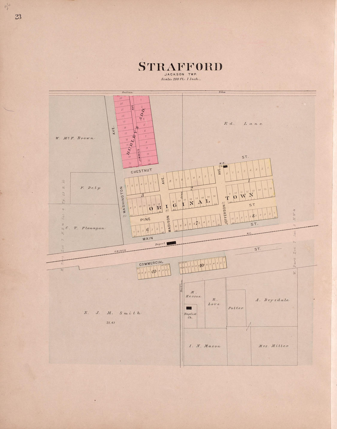 Strafford from Plat Book of Greene County, Missouri : Compiled from County Records and Actual Surveys 1904 by Relic Map Company