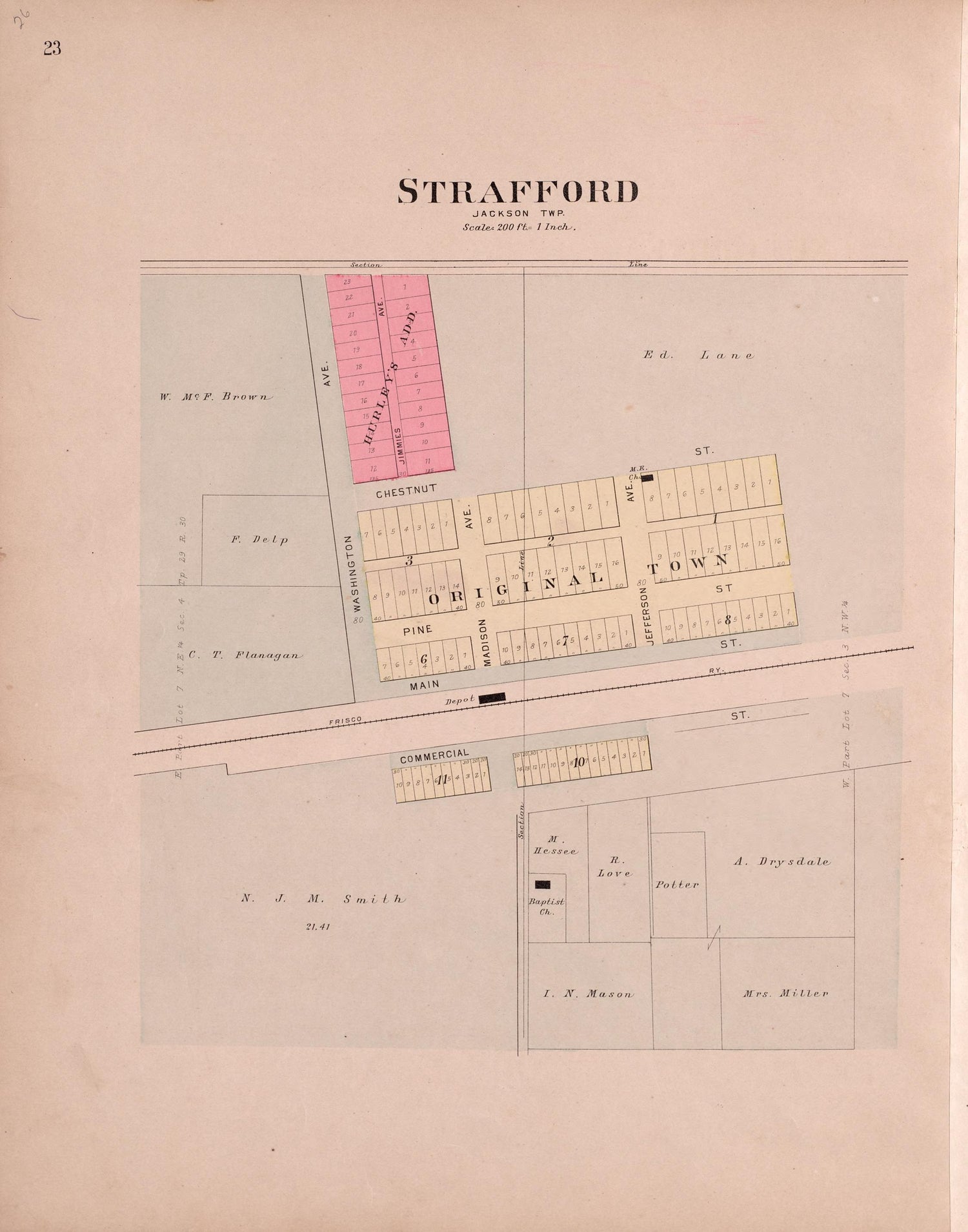 Strafford from Plat Book of Greene County, Missouri : Compiled from County Records and Actual Surveys 1904 by Relic Map Company