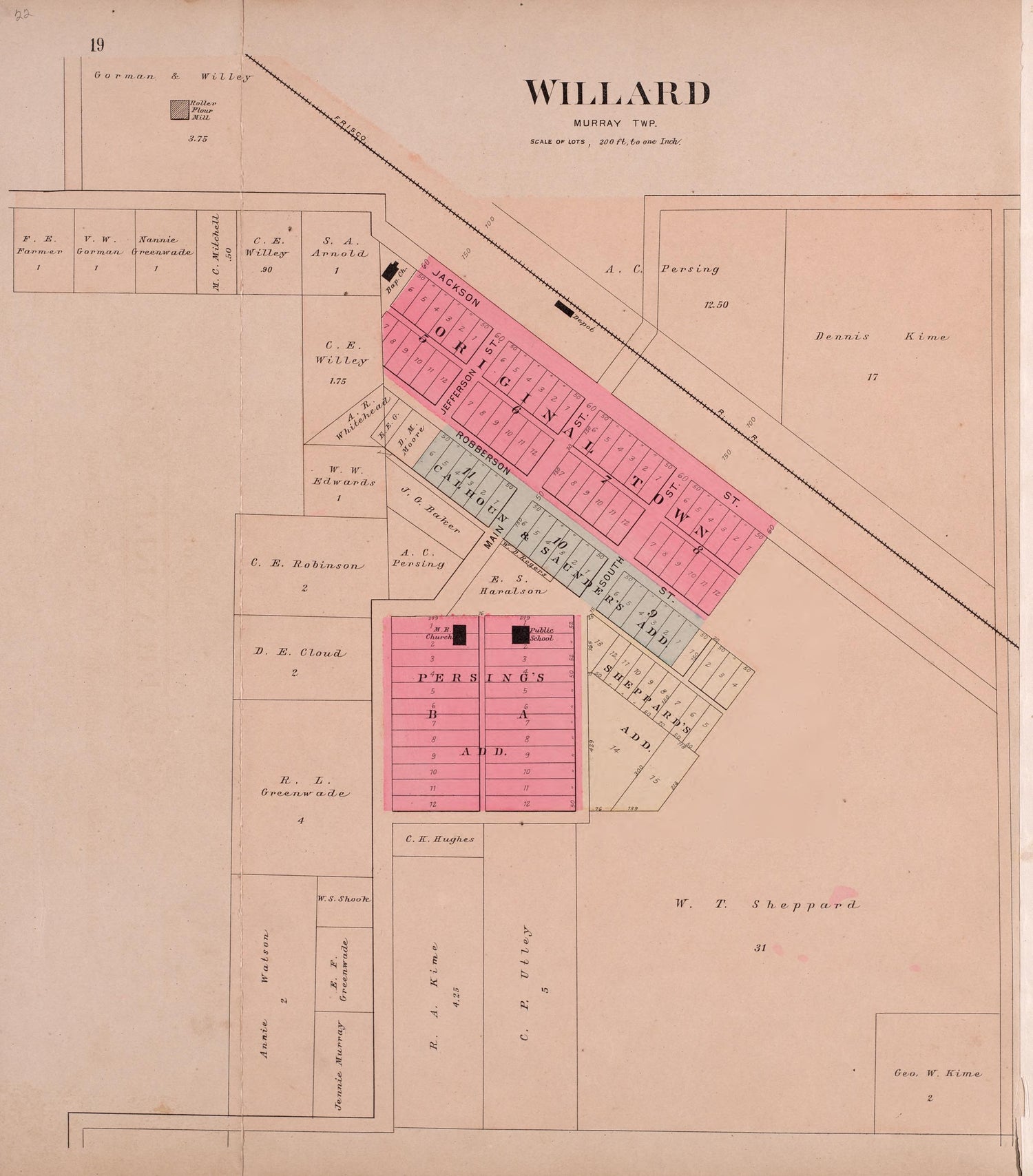 Willard (Murray Township) from Plat Book of Greene County, Missouri : Compiled from County Records and Actual Surveys 1904 by Relic Map Company