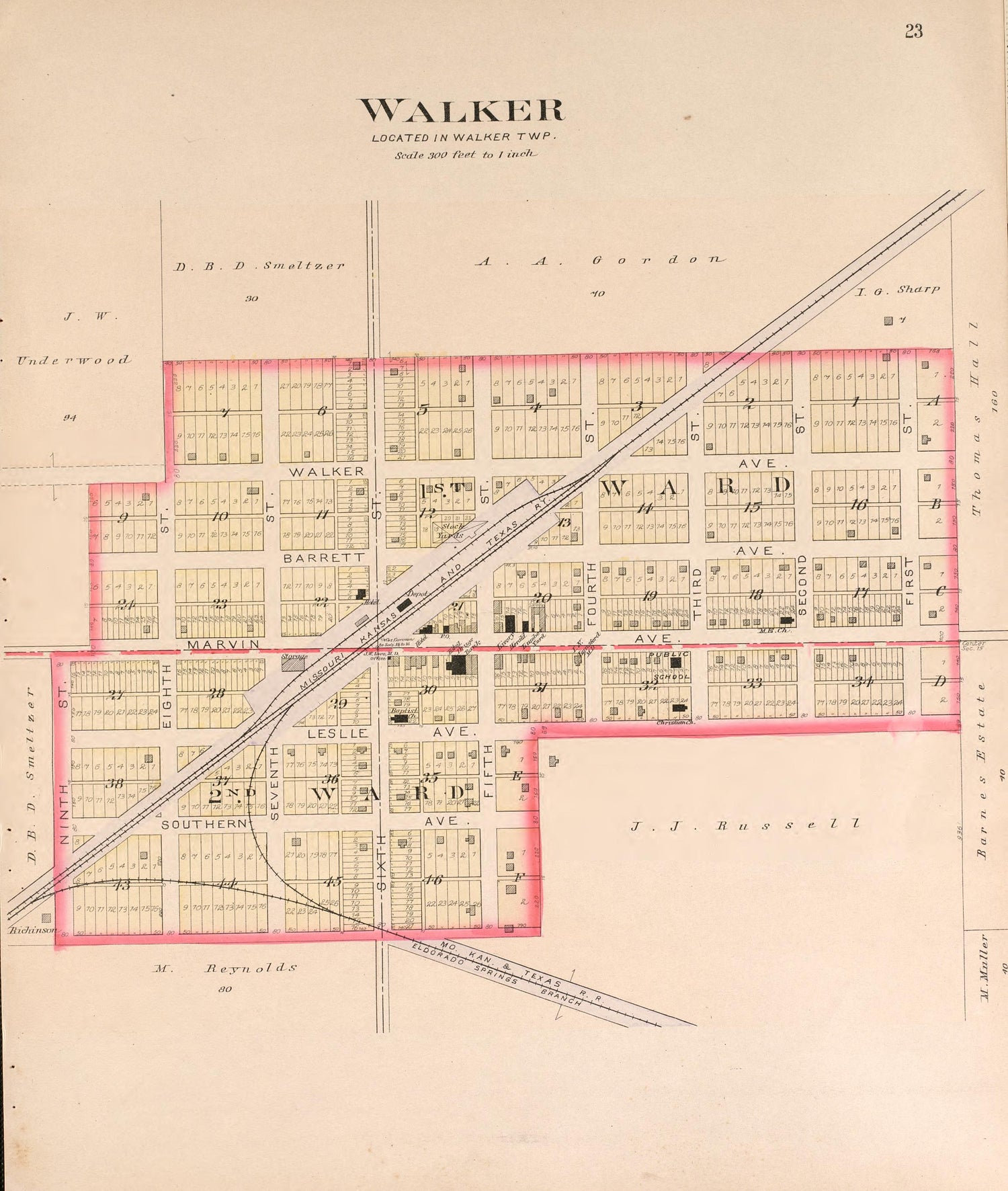 Walker from Plat Book of Vernon County, Missouri : Compiled from County Records and Actual Surveys 1903 by Relic Map Company
