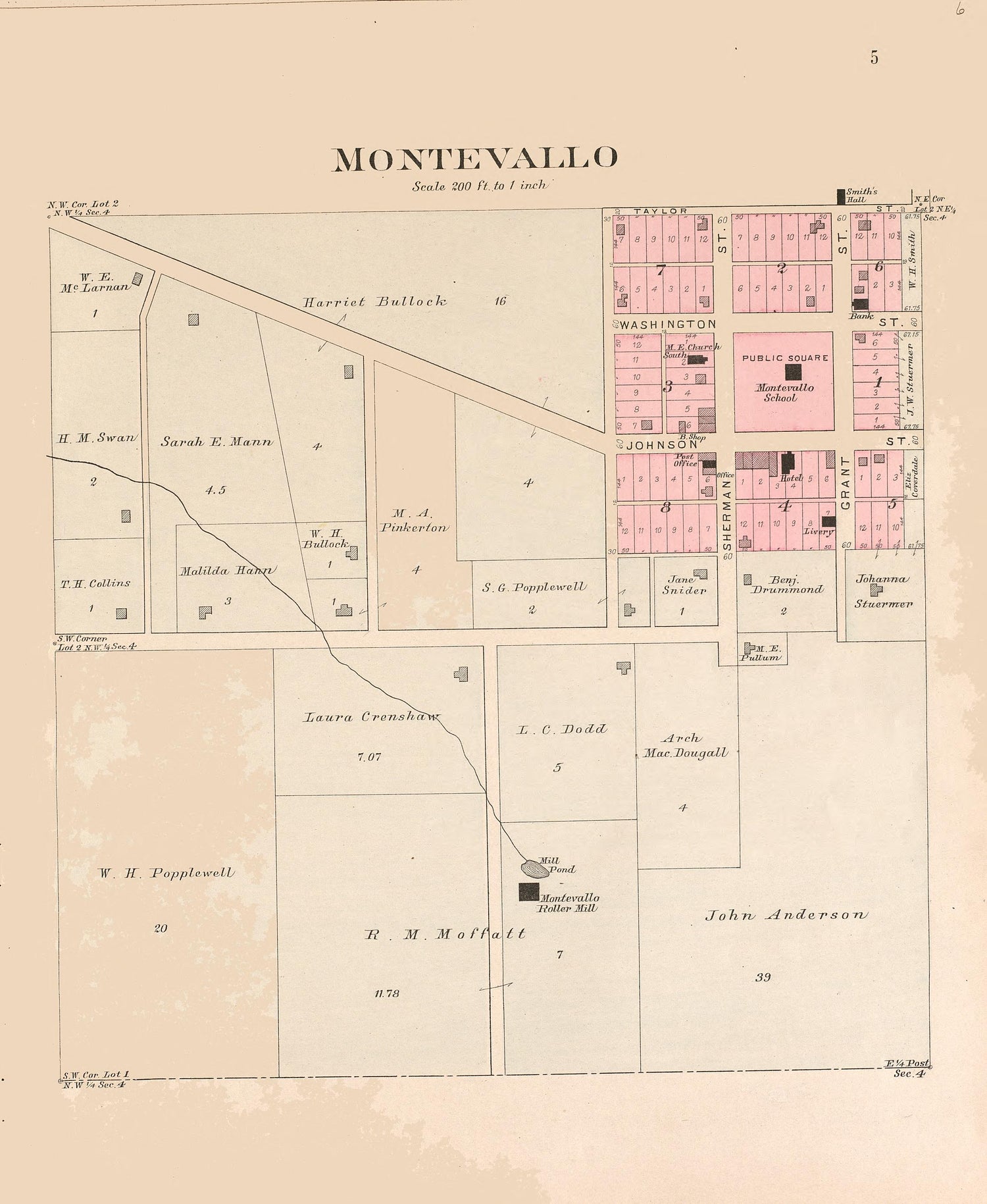 Montevallo from Plat Book of Vernon County, Missouri : Compiled from County Records and Actual Surveys 1903 by Relic Map Company