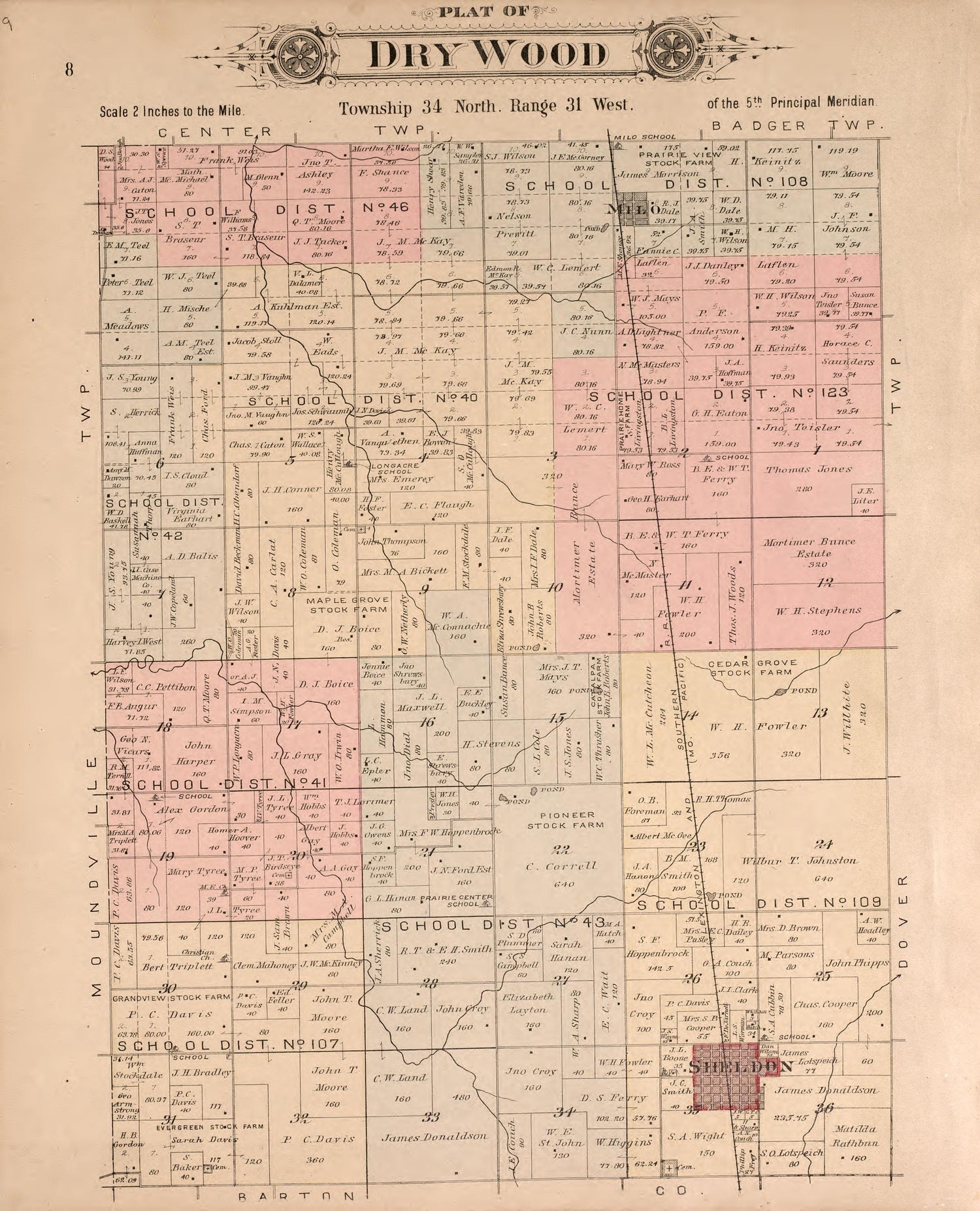 Dry Wood from Plat Book of Vernon County, Missouri : Compiled from County Records and Actual Surveys 1903 by Relic Map Company
