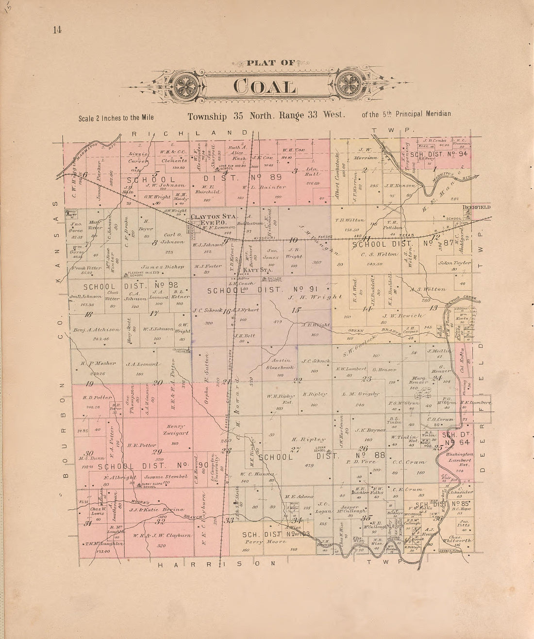 Clayton Station from Plat Book of Vernon County, Missouri : Compiled from County Records and Actual Surveys 1903 by Relic Map Company