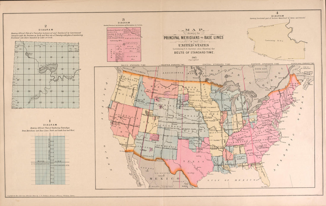 Principal Meridians and Baselines from Plat Book of Vernon County, Missouri : Compiled from County Records and Actual Surveys 1903 by Relic Map Company
