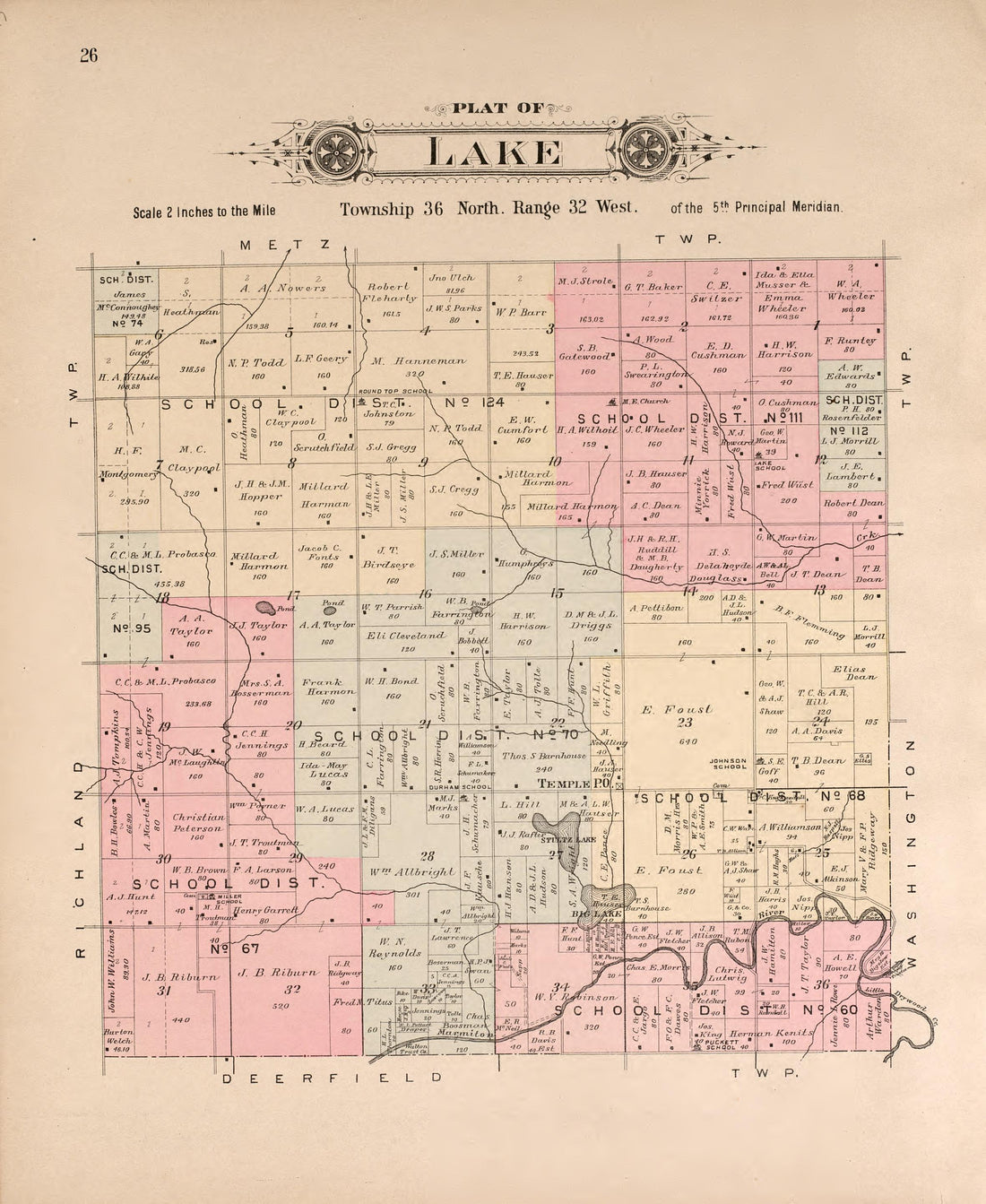 Lake from Plat Book of Vernon County, Missouri : Compiled from County Records and Actual Surveys 1903 by Relic Map Company