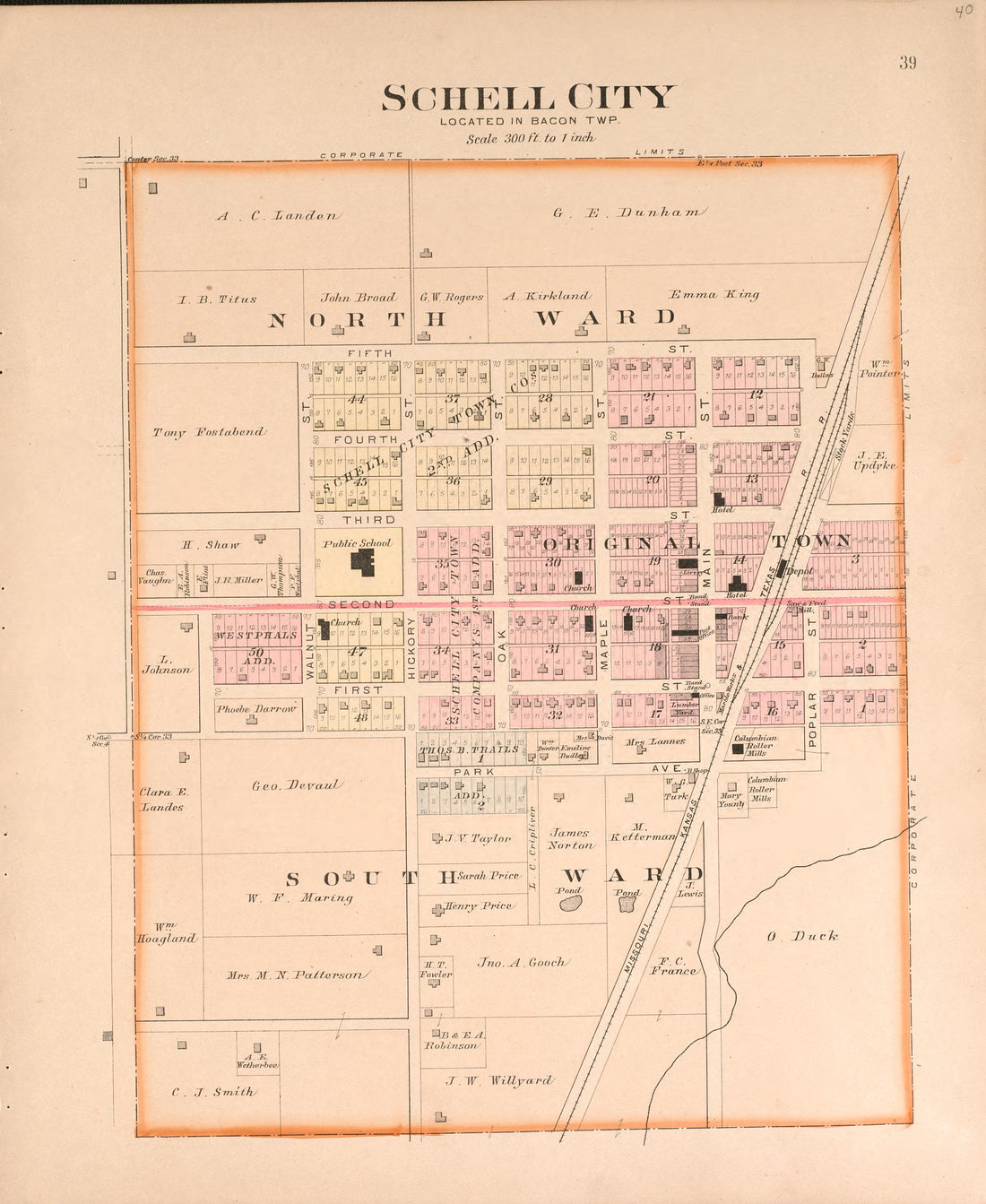 Schell City from Plat Book of Vernon County, Missouri : Compiled from County Records and Actual Surveys 1903 by Relic Map Company