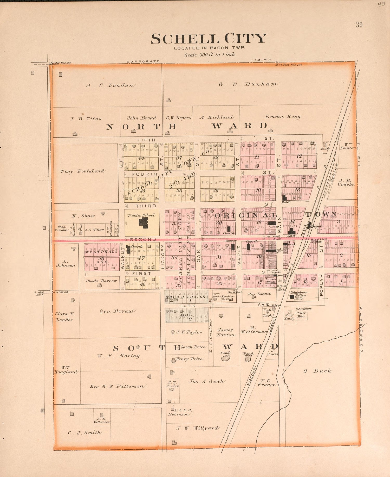 Schell City from Plat Book of Vernon County, Missouri : Compiled from County Records and Actual Surveys 1903 by Relic Map Company