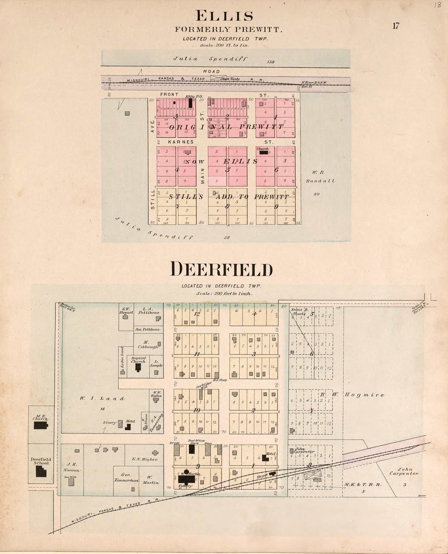 Ellis and Deerfield from Plat Book of Vernon County, Missouri : Compiled from County Records and Actual Surveys 1903 by Relic Map Company