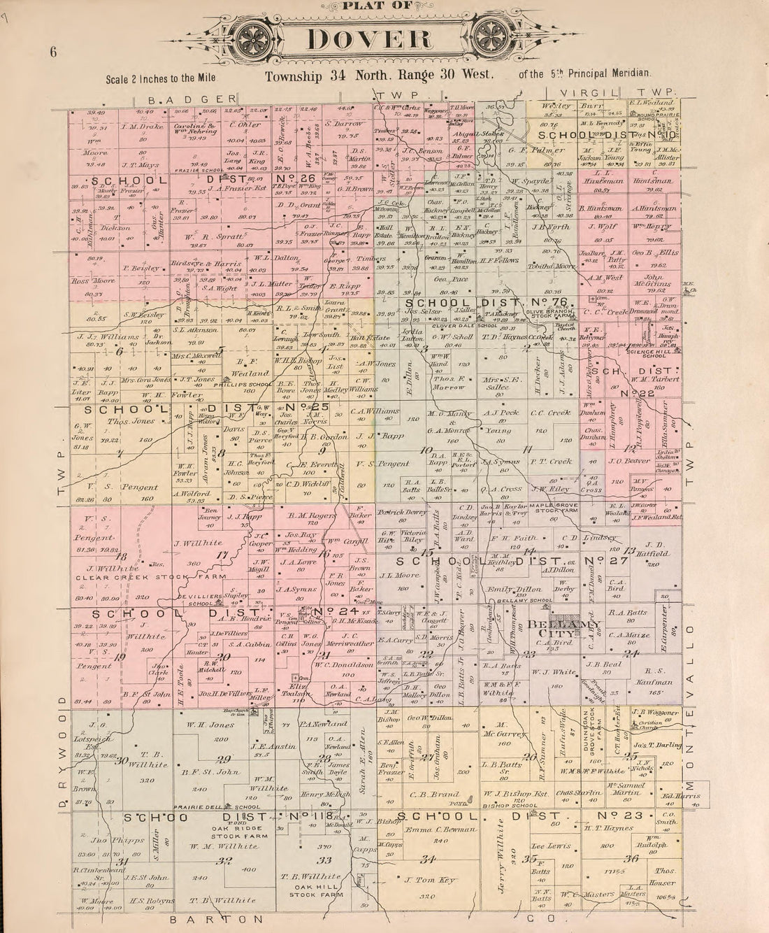 Dover from Plat Book of Vernon County, Missouri : Compiled from County Records and Actual Surveys 1903 by Relic Map Company