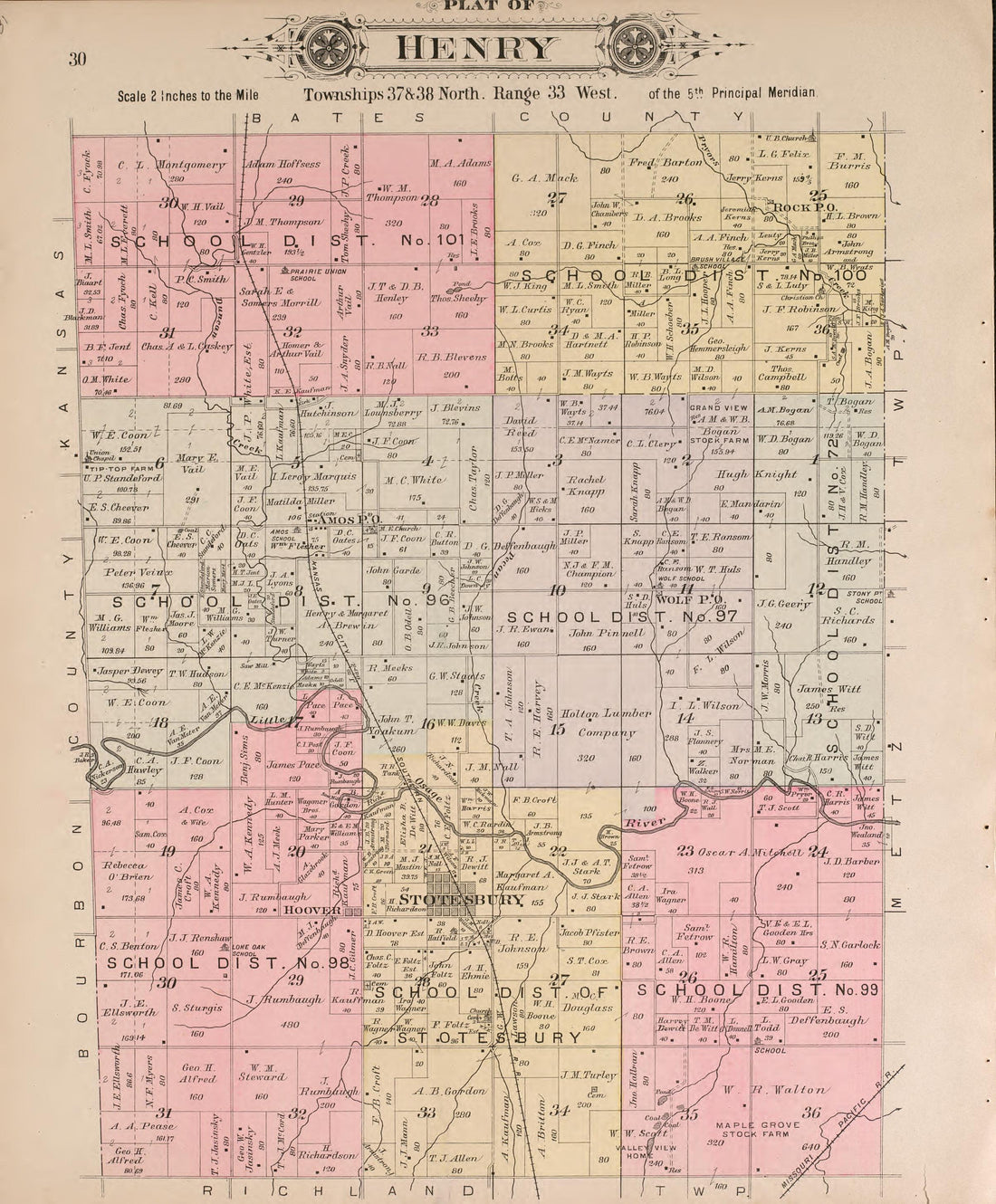 Henry from Plat Book of Vernon County, Missouri : Compiled from County Records and Actual Surveys 1903 by Relic Map Company