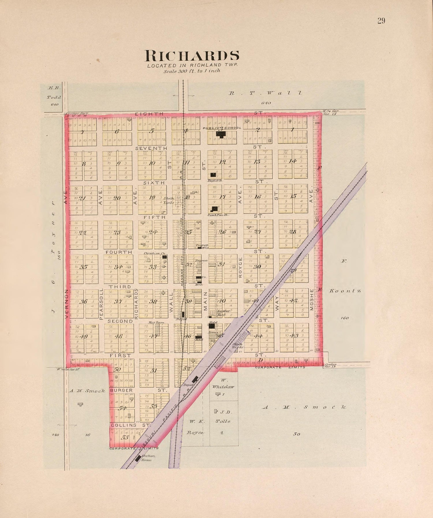 Richards from Plat Book of Vernon County, Missouri : Compiled from County Records and Actual Surveys 1903 by Relic Map Company