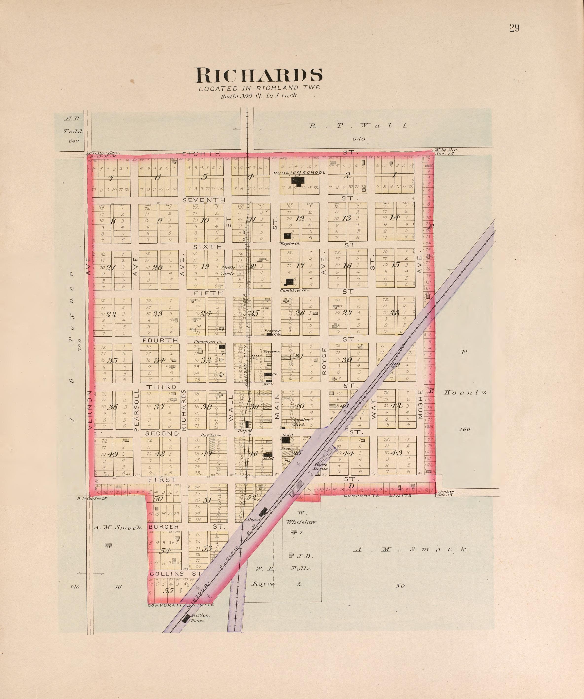 Richards from Plat Book of Vernon County, Missouri : Compiled from County Records and Actual Surveys 1903 by Relic Map Company