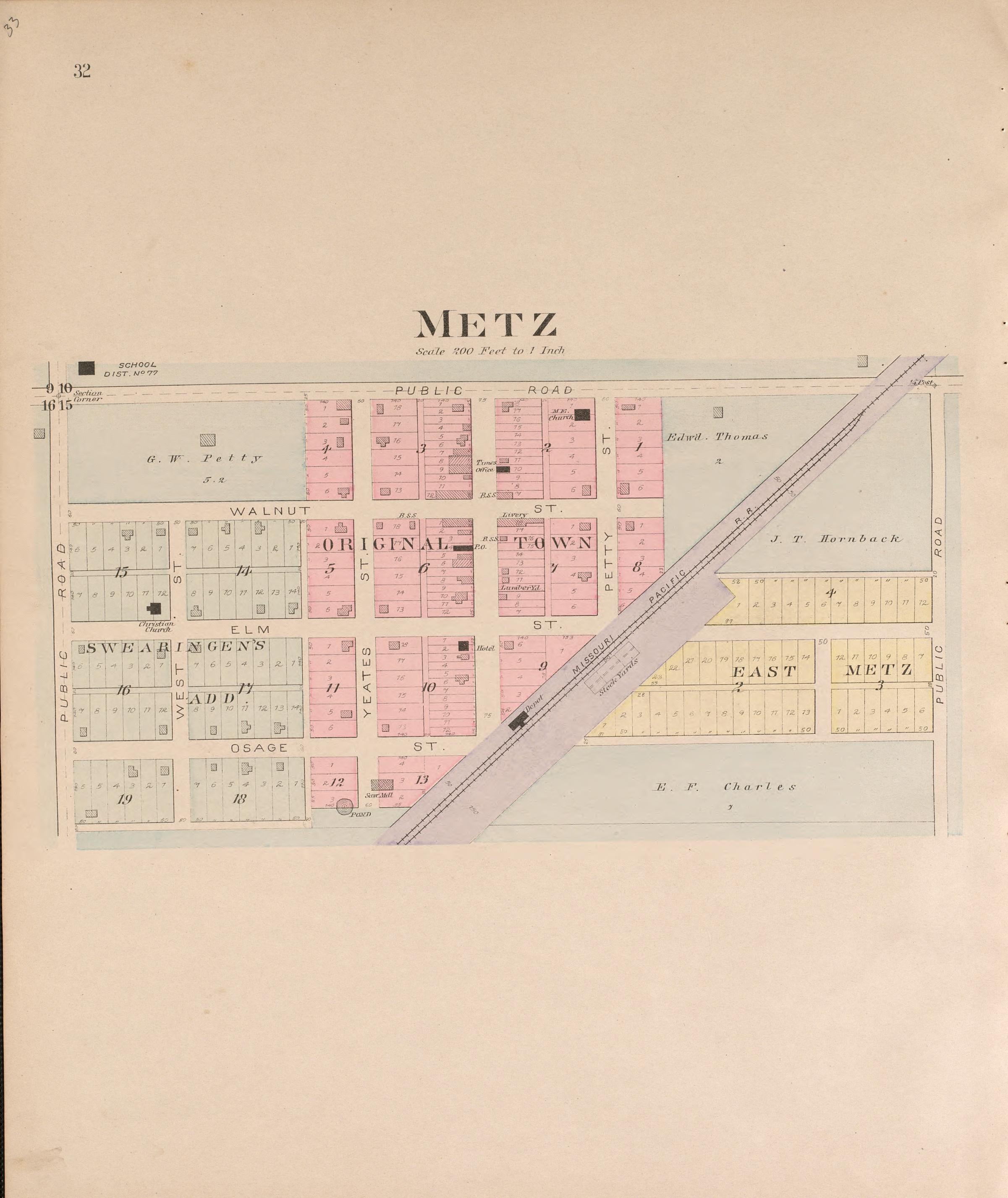 Metz from Plat Book of Vernon County, Missouri : Compiled from County Records and Actual Surveys 1903 by Relic Map Company