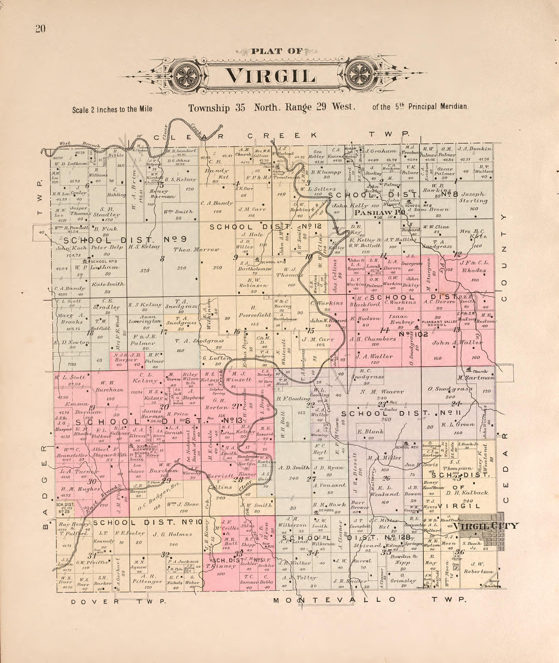 Virgil from Plat Book of Vernon County, Missouri : Compiled from County Records and Actual Surveys 1903 by Relic Map Company