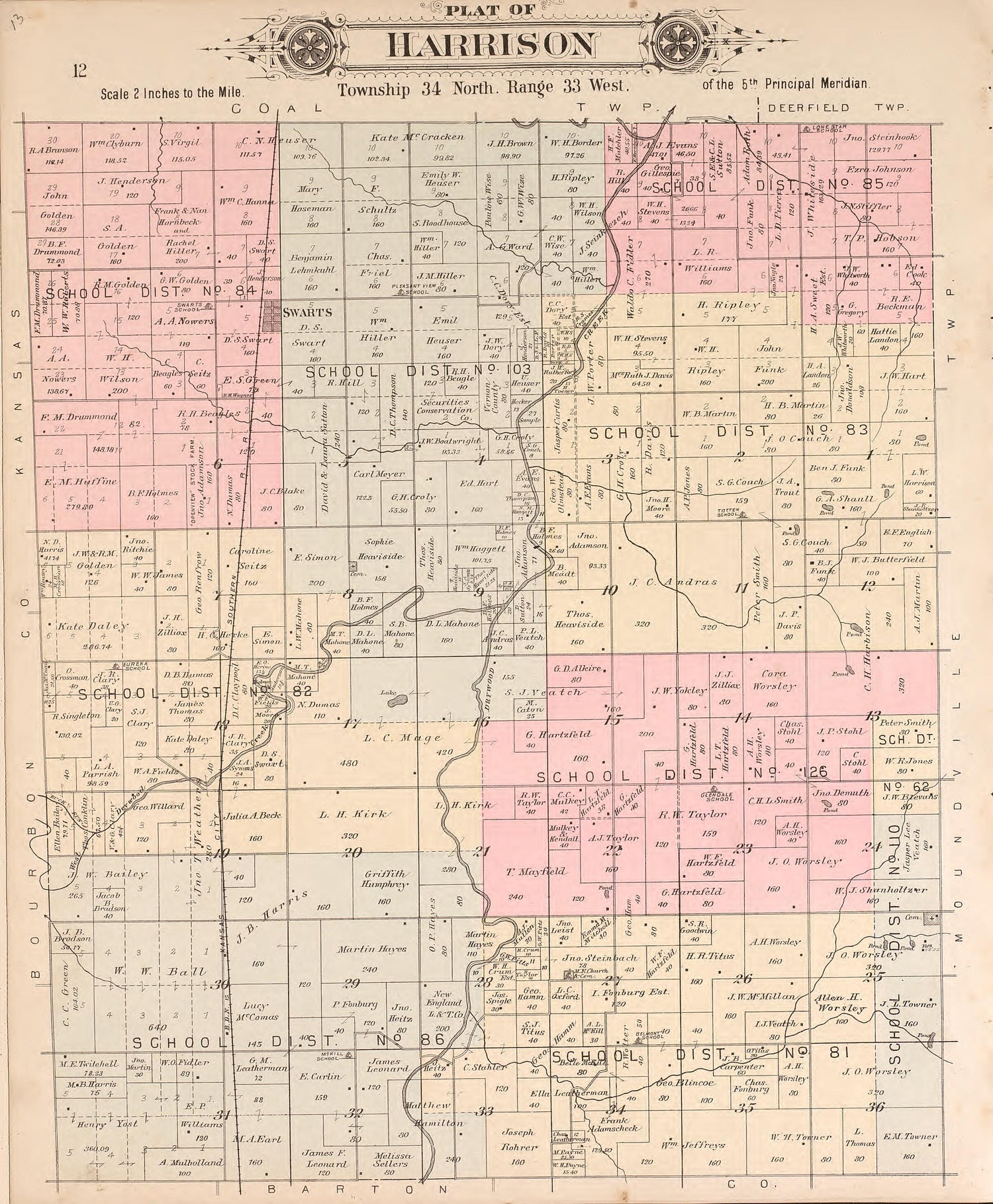 Harrison from Plat Book of Vernon County, Missouri : Compiled from County Records and Actual Surveys 1903 by Relic Map Company