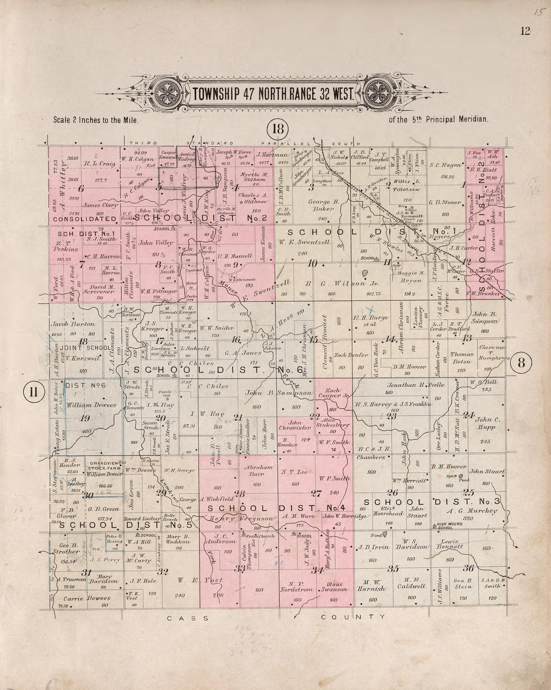 Township 47 North Range 32 West from Plat Book of Jackson County, Missouri : Compiled from County Records and Actual Surveys 1904 by Relic Map Company