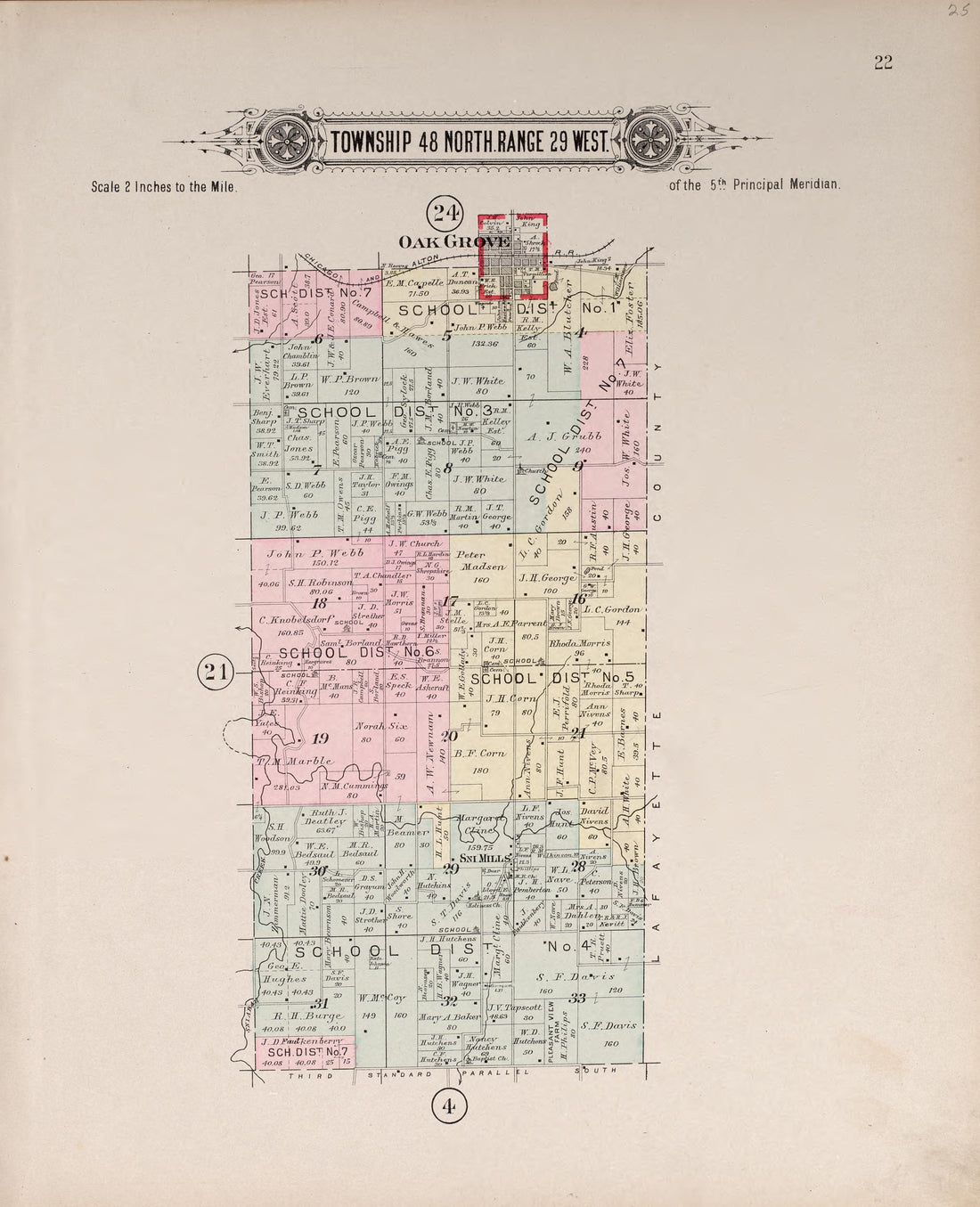 Township 48 North Range 29 West from Plat Book of Jackson County, Missouri : Compiled from County Records and Actual Surveys 1904 by Relic Map Company