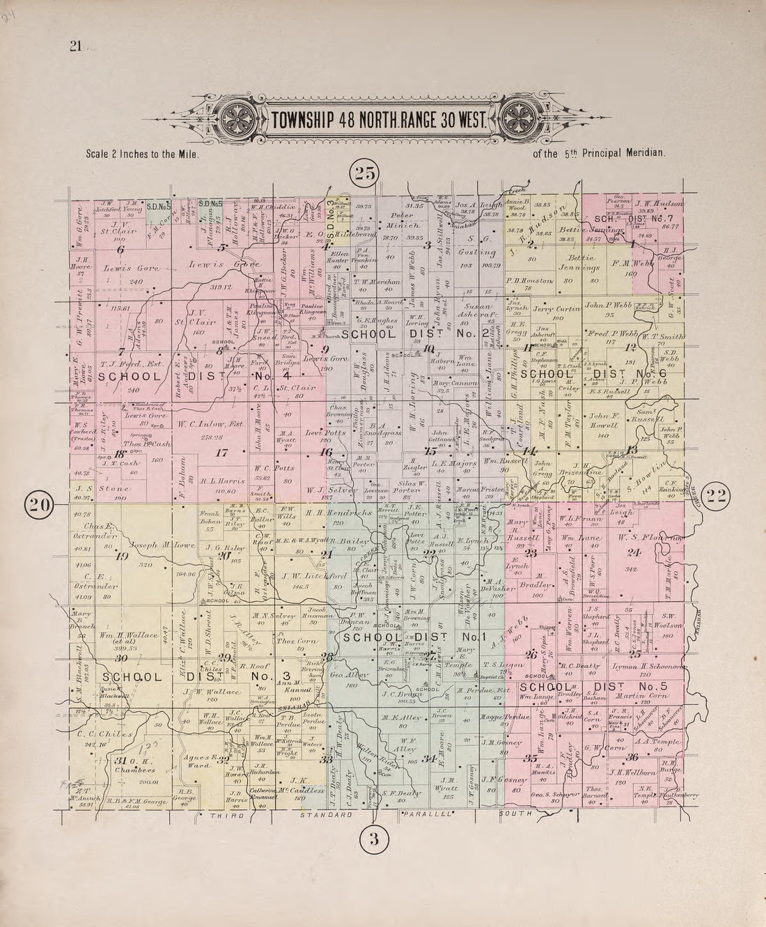Township 48 North Range 30 West from Plat Book of Jackson County, Missouri : Compiled from County Records and Actual Surveys 1904 by Relic Map Company