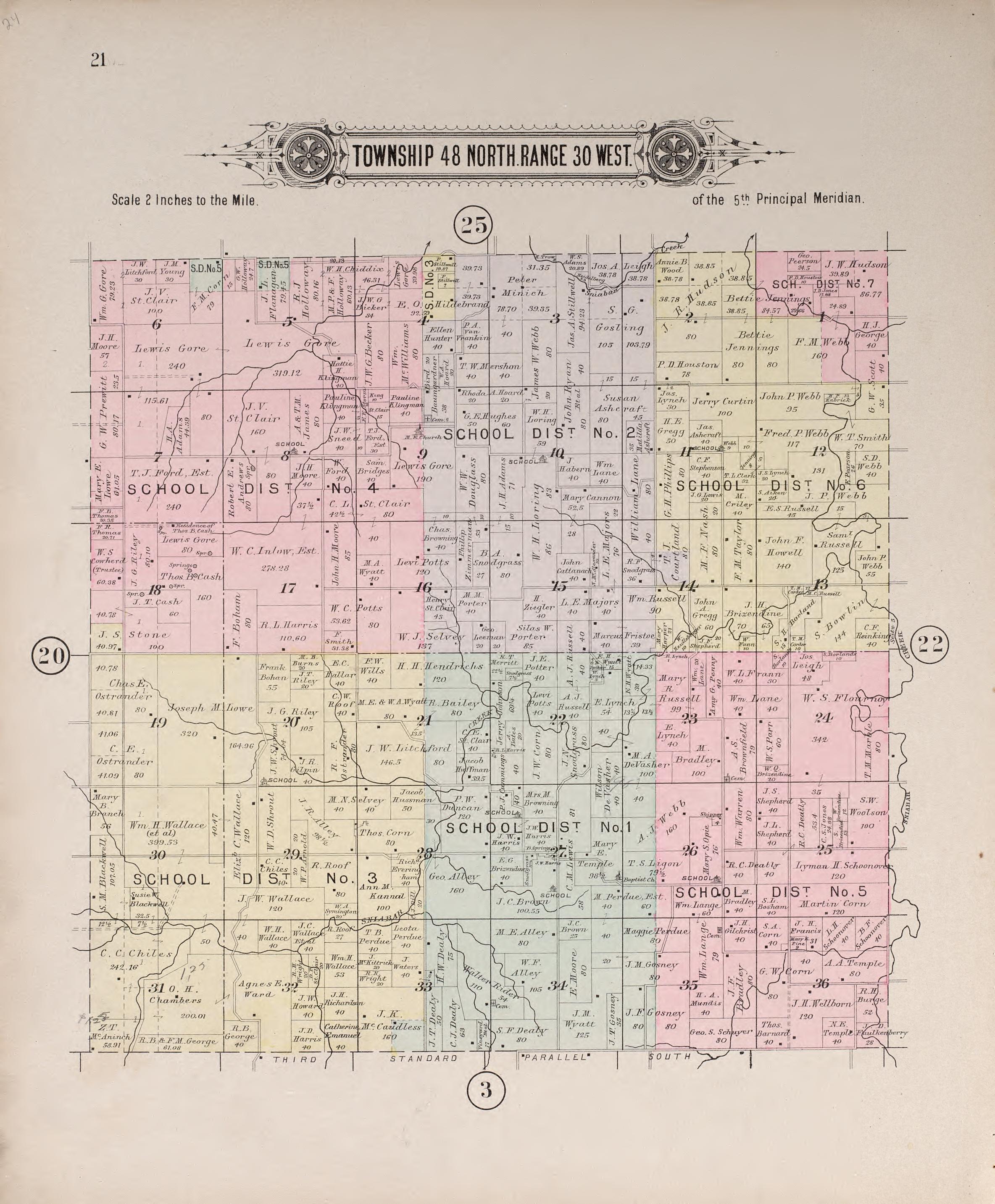 Township 48 North Range 30 West from Plat Book of Jackson County, Missouri : Compiled from County Records and Actual Surveys 1904 by Relic Map Company