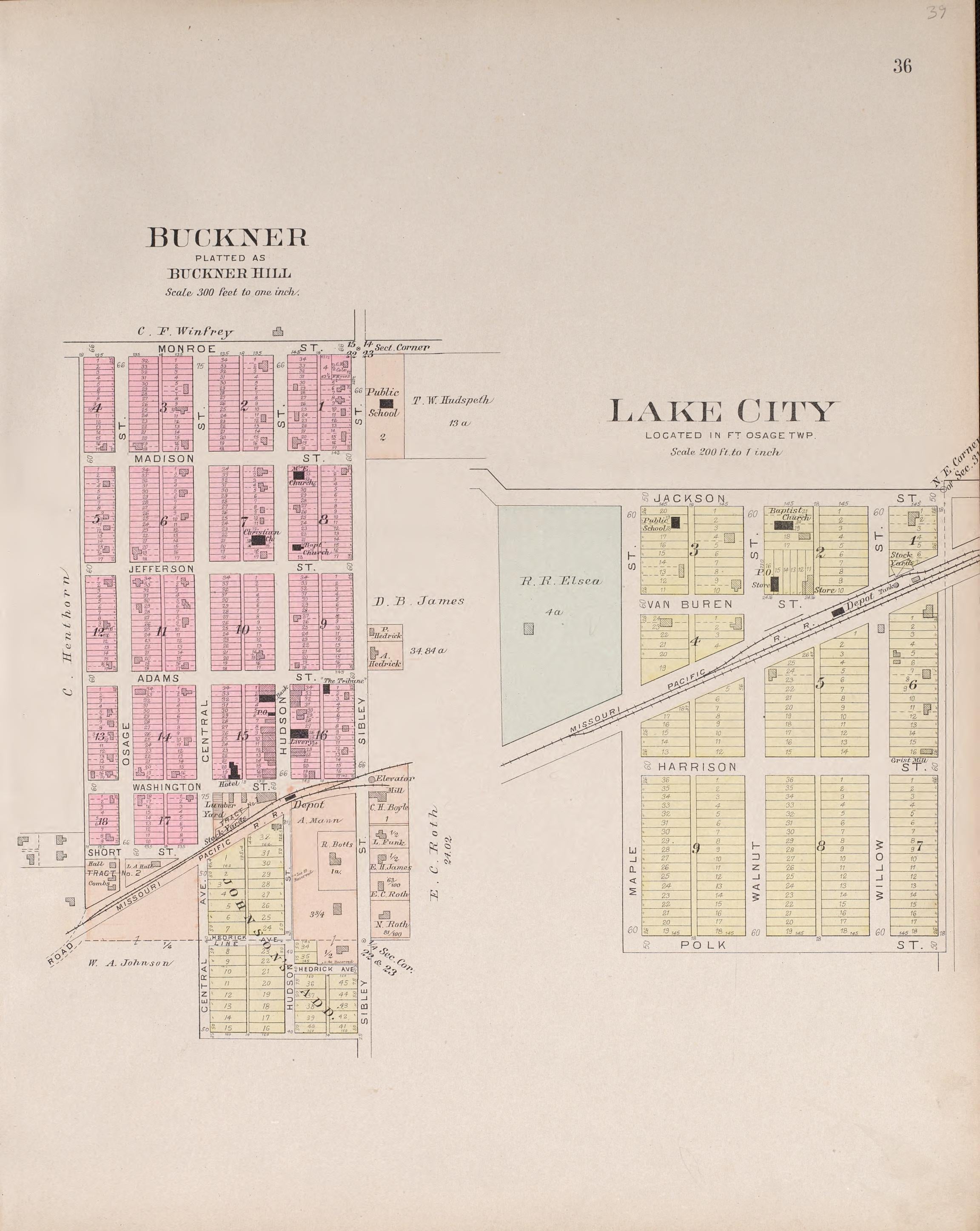 Buckner &amp; Lake City from Plat Book of Jackson County, Missouri : Compiled from County Records and Actual Surveys 1904 by Relic Map Company