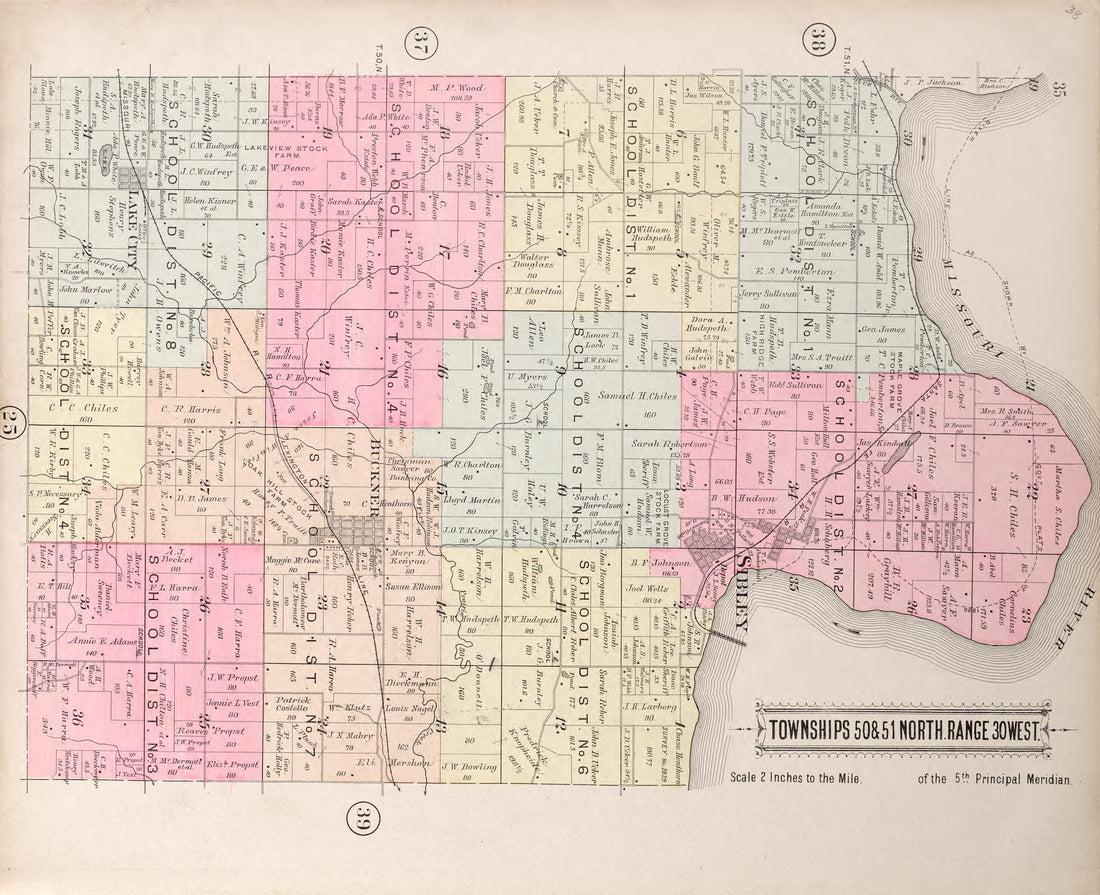 Twps 50 &amp; 51 North Range 30 West from Plat Book of Jackson County, Missouri : Compiled from County Records and Actual Surveys 1904 by Relic Map Company