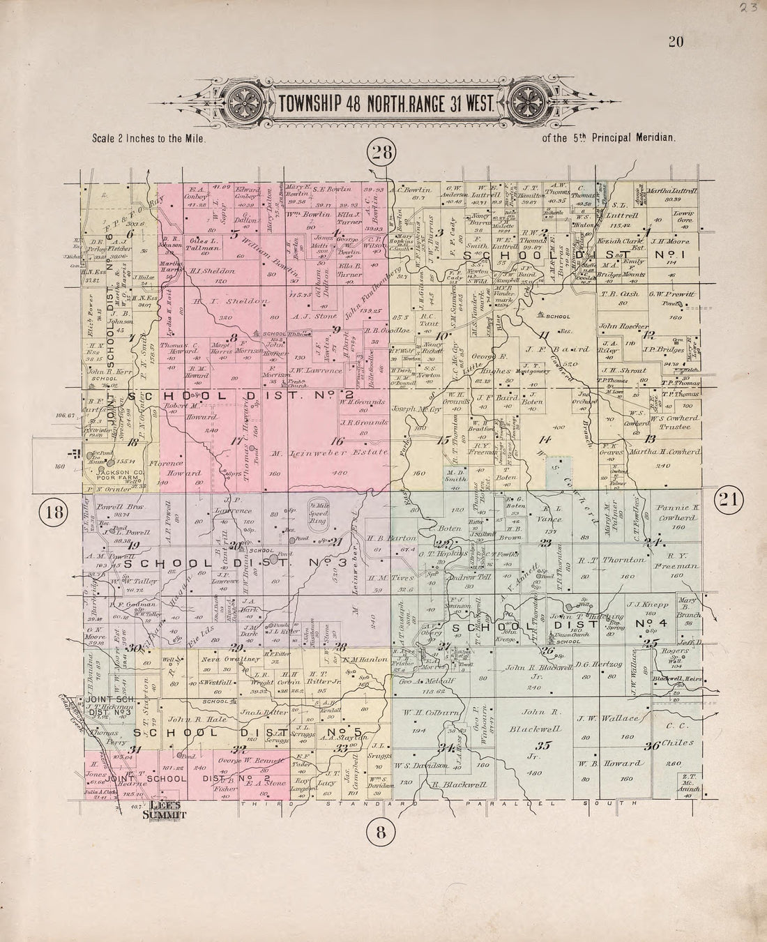 Township 48 North Range 31 West from Plat Book of Jackson County, Missouri : Compiled from County Records and Actual Surveys 1904 by Relic Map Company