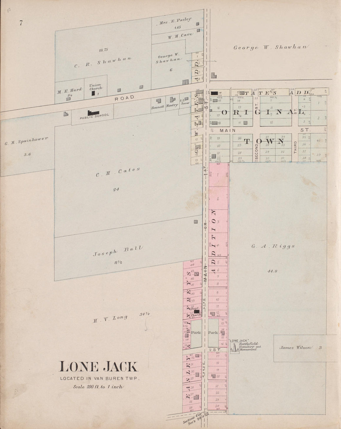 Lone Jack from Plat Book of Jackson County, Missouri : Compiled from County Records and Actual Surveys 1904 by Relic Map Company
