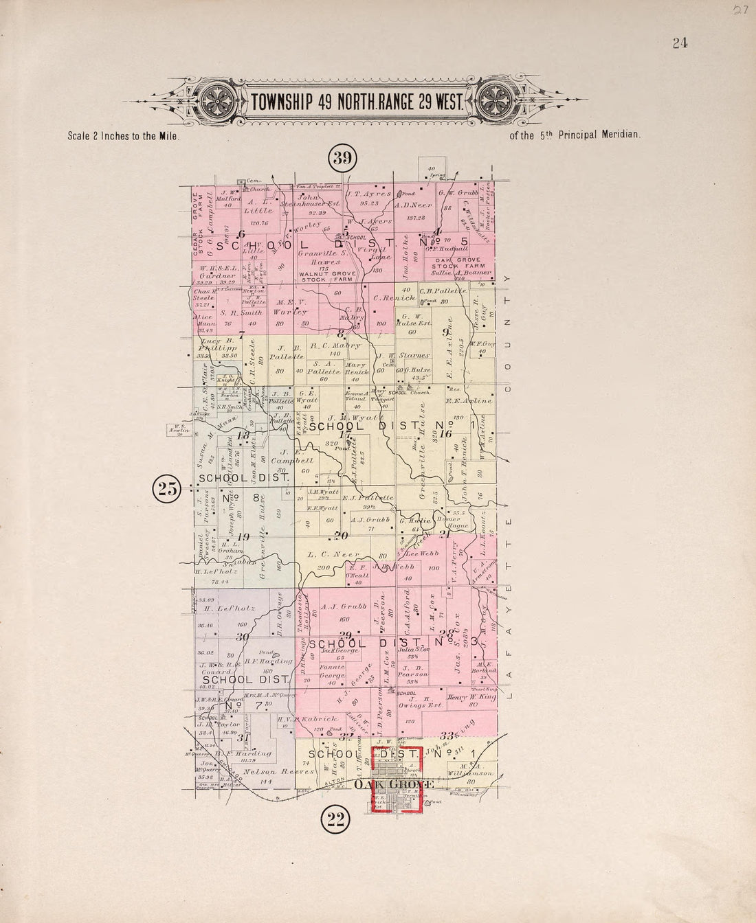 Township 49 North Range 29 West from Plat Book of Jackson County, Missouri : Compiled from County Records and Actual Surveys 1904 by Relic Map Company