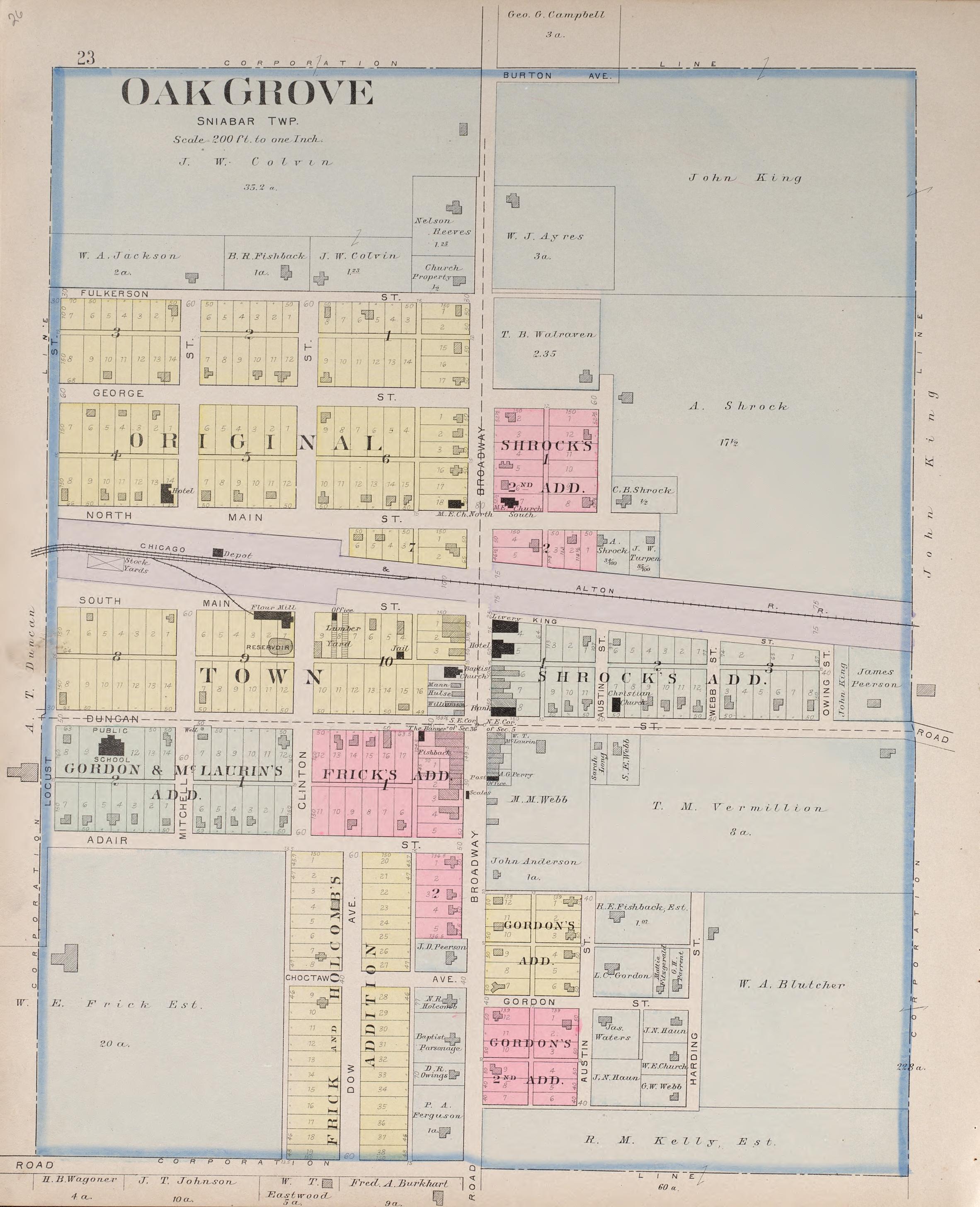 Oak Grove from Plat Book of Jackson County, Missouri : Compiled from County Records and Actual Surveys 1904 by Relic Map Company
