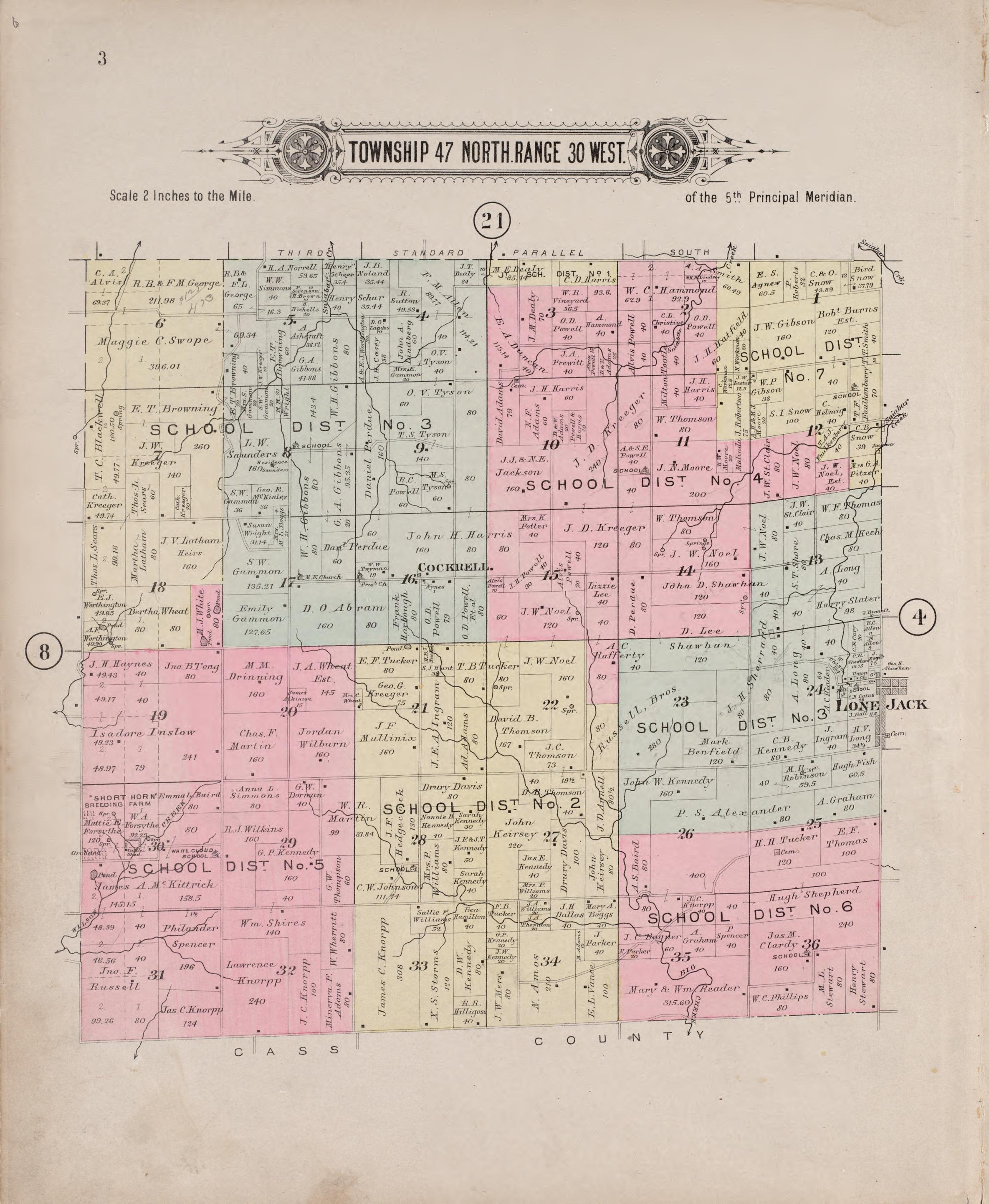 Township 47 North Range 30 West from Plat Book of Jackson County, Missouri : Compiled from County Records and Actual Surveys 1904 by Relic Map Company
