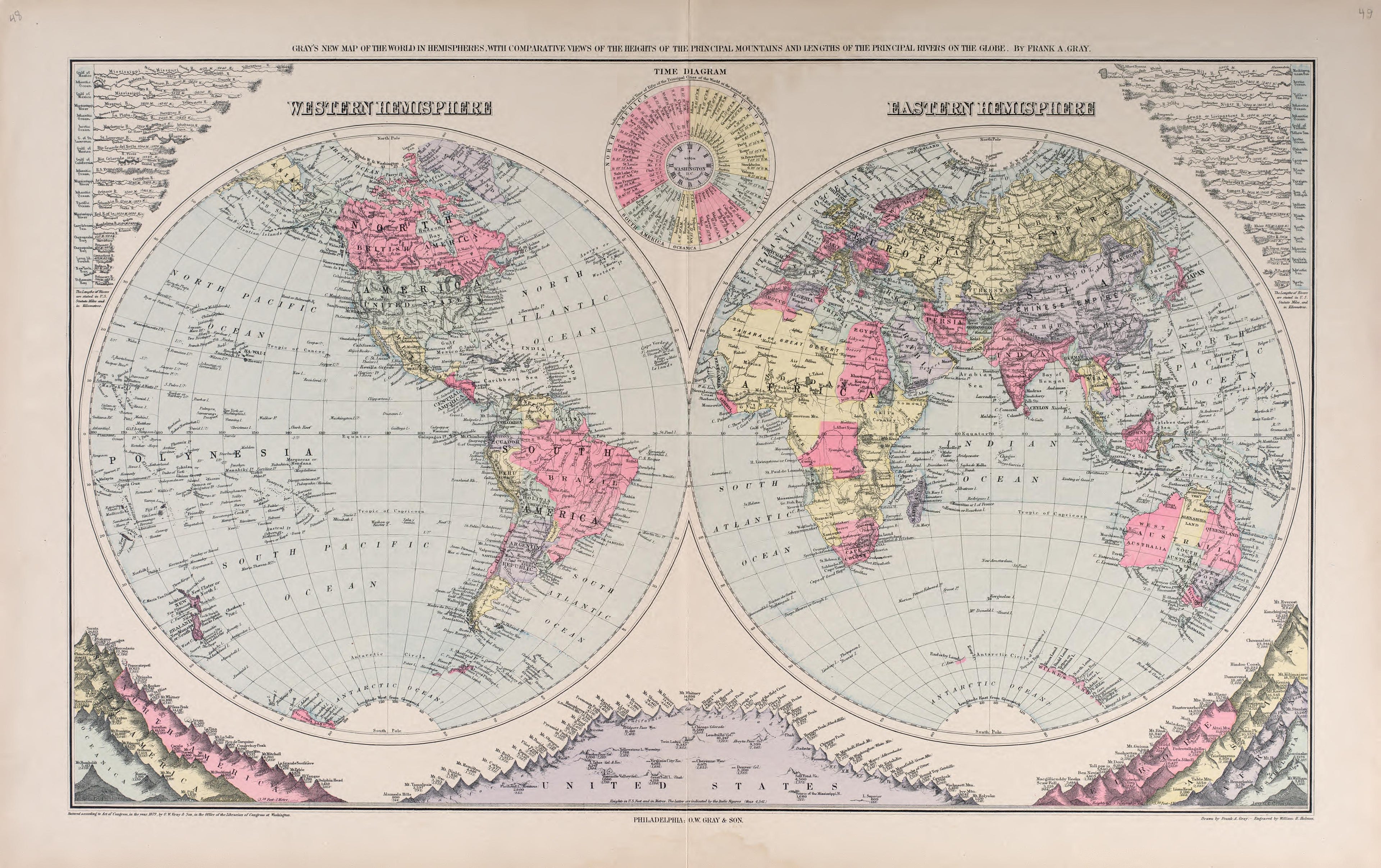 Western &amp; Eastern Hemispheres from Plat Book of Jackson County, Missouri : Compiled from County Records and Actual Surveys 1904 by Relic Map Company
