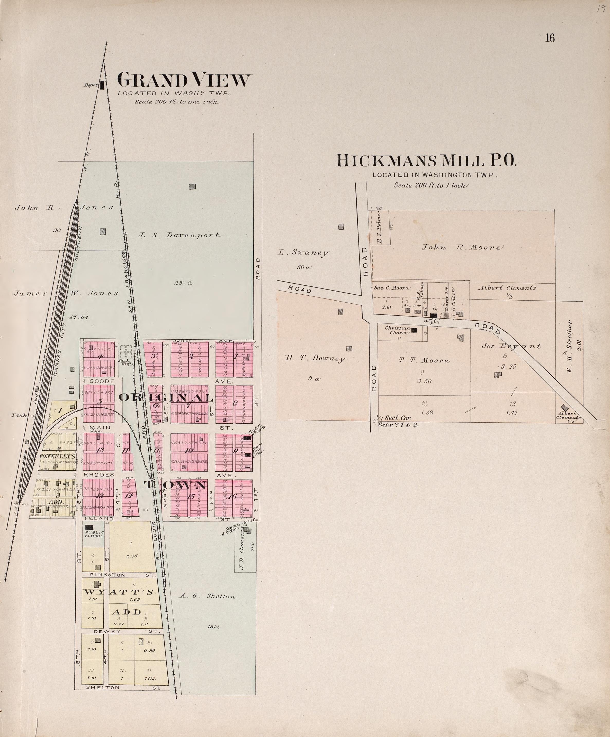 Grand View &amp; Hickmans Mill P.O. from Plat Book of Jackson County, Missouri : Compiled from County Records and Actual Surveys 1904 by Relic Map Company