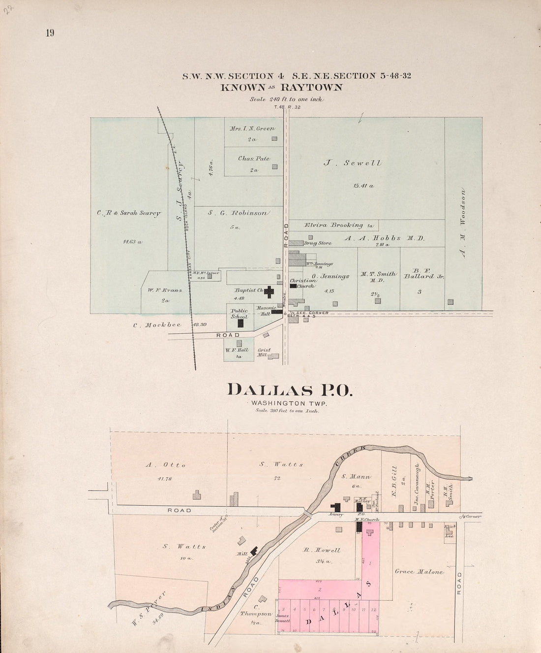 Raytown &amp; Dallas P.O. from Plat Book of Jackson County, Missouri : Compiled from County Records and Actual Surveys 1904 by Relic Map Company
