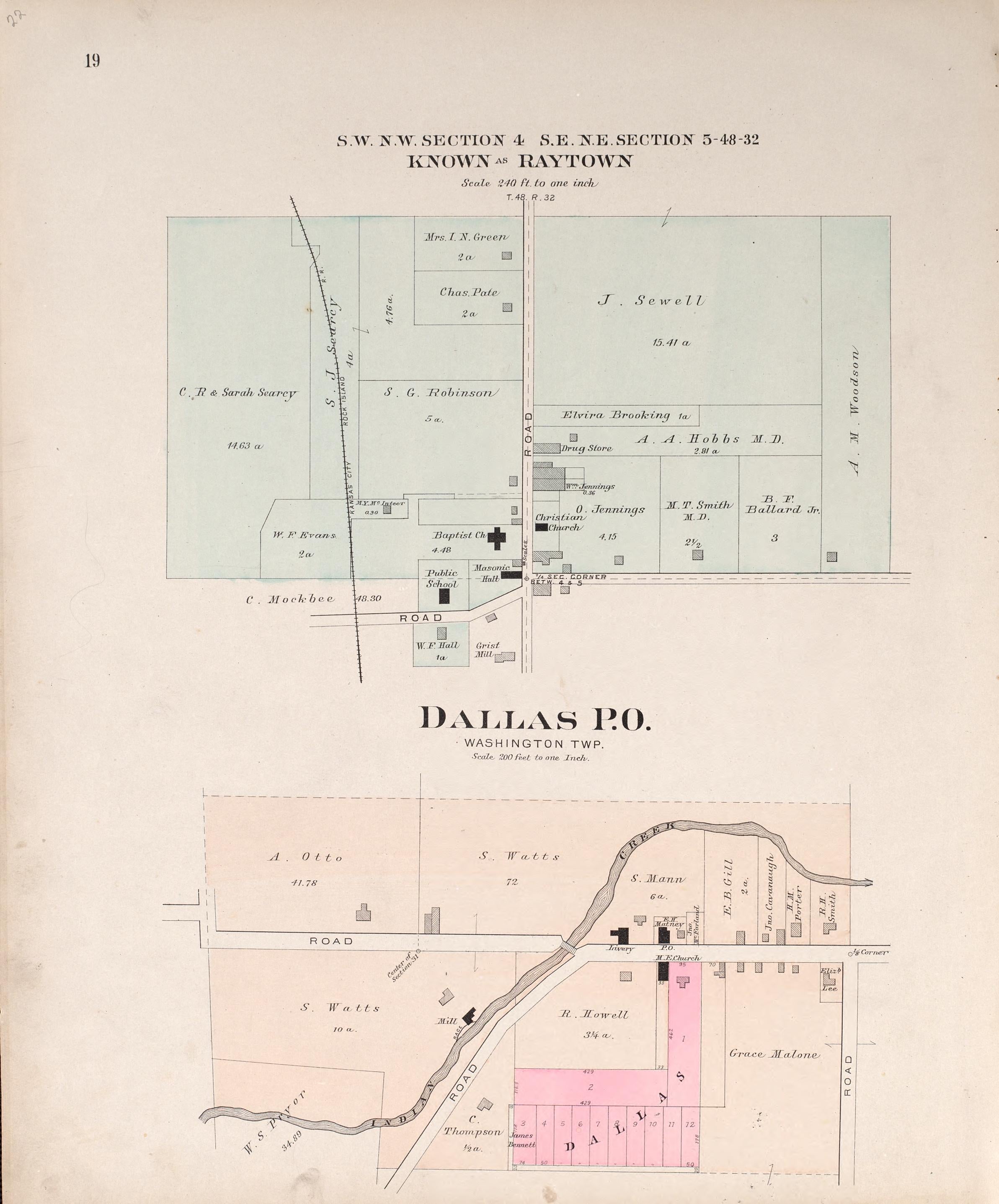 Raytown &amp; Dallas P.O. from Plat Book of Jackson County, Missouri : Compiled from County Records and Actual Surveys 1904 by Relic Map Company