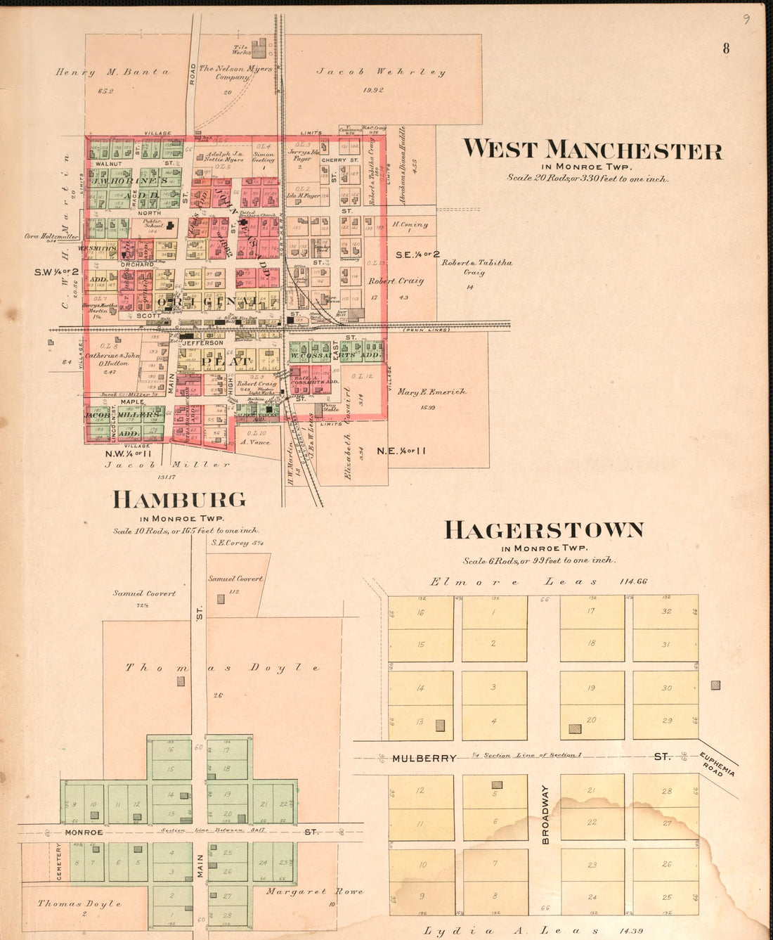 This old map of Ohio, Preble County,  was created by North West Publishing Co|Volk, Albert in 1912