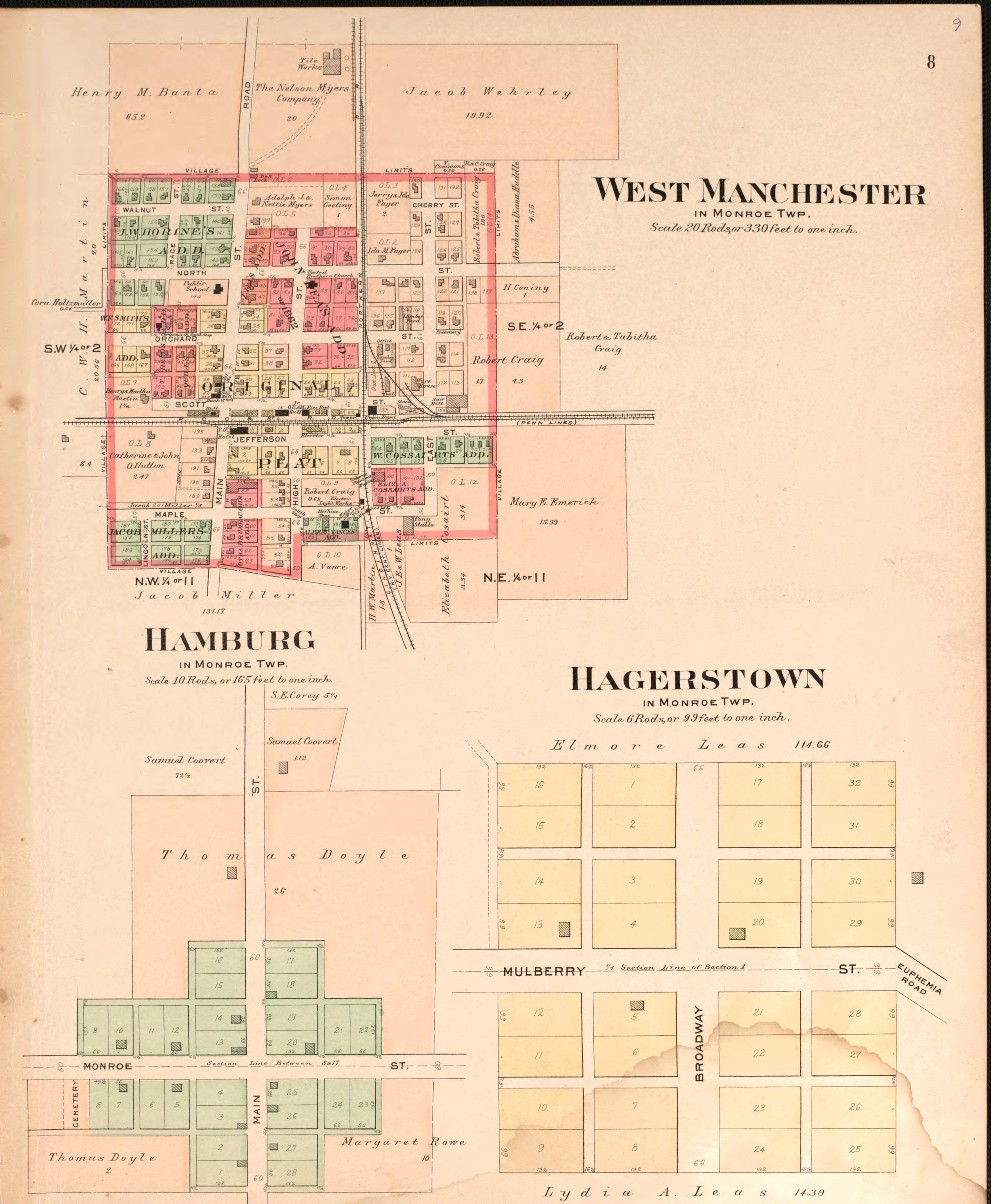 This old map of Ohio, Preble County,  was created by North West Publishing Co|Volk, Albert in 1912