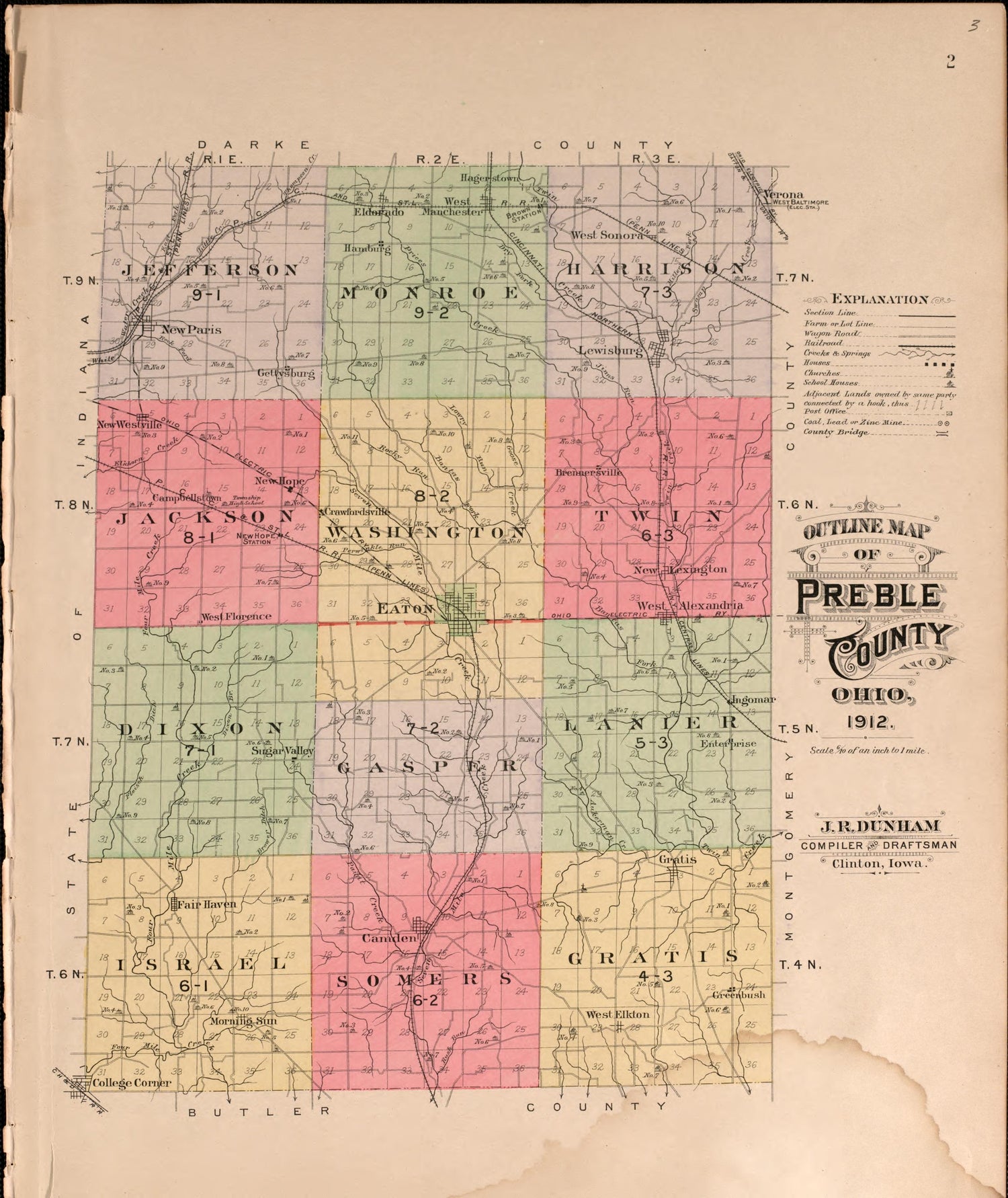 This old map of Ohio, Preble County,  was created by North West Publishing Co|Volk, Albert in 1912