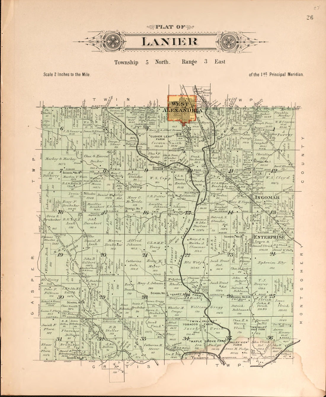 This old map of Ohio, Preble County,  was created by North West Publishing Co|Volk, Albert in 1912