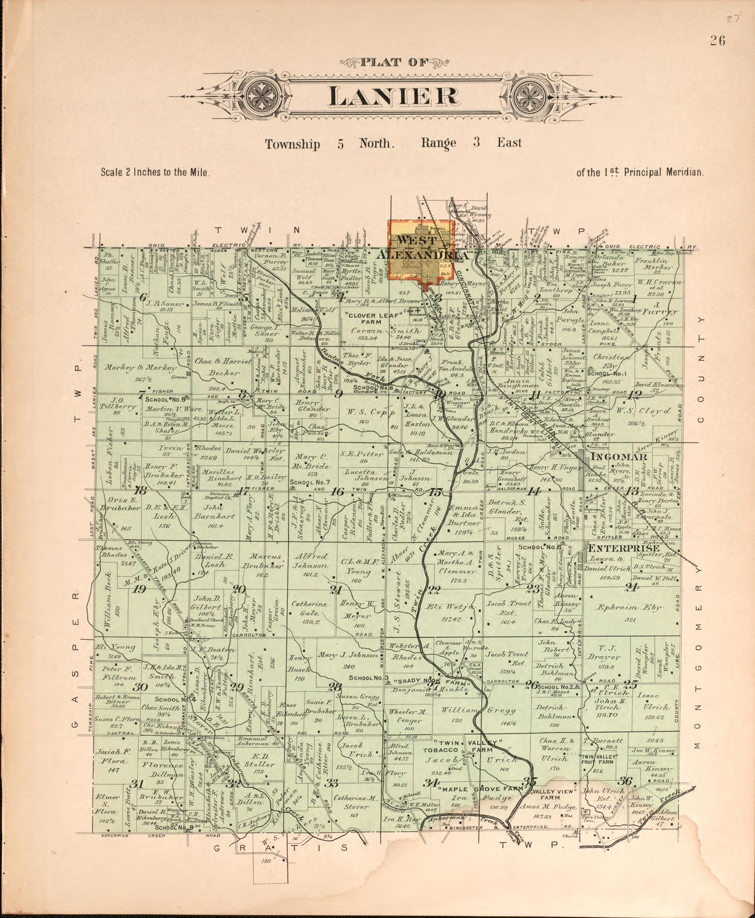 This old map of Ohio, Preble County,  was created by North West Publishing Co|Volk, Albert in 1912