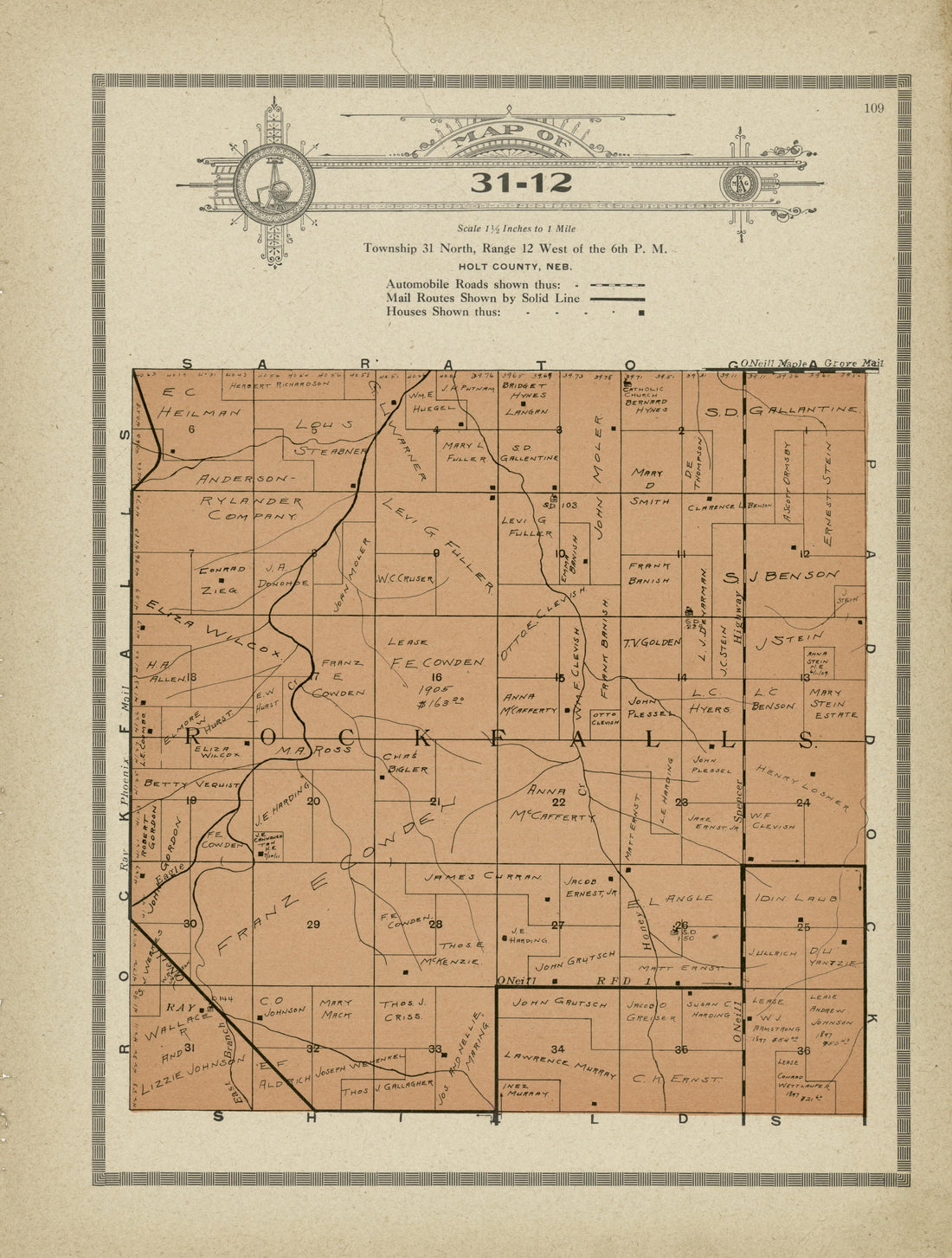 Map of 31-12 from Atlas and Plat Book of Holt County, Nebraska : Containing Outline Map of the County, Plats of All the Townships With Owners&