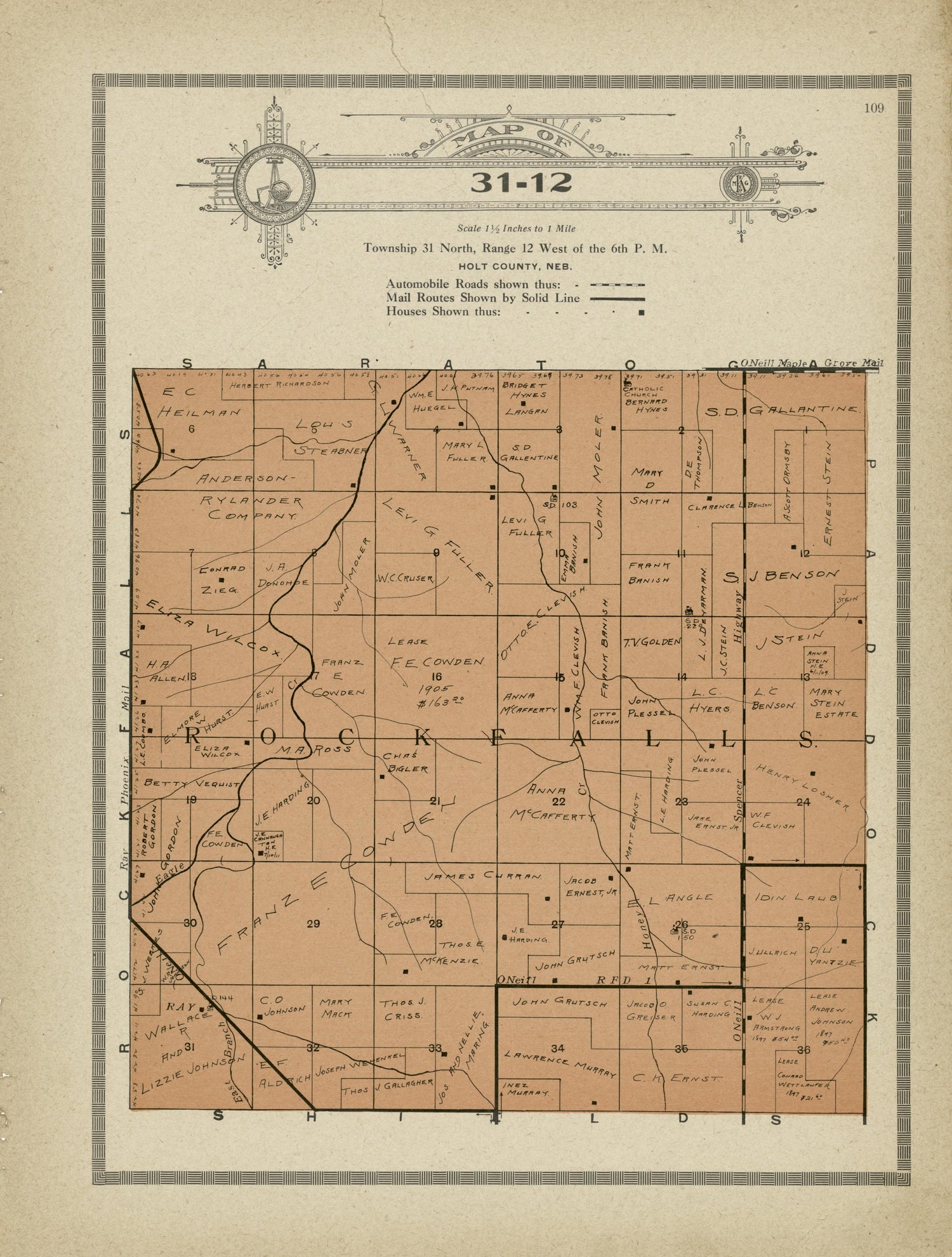 Map of 31-12 from Atlas and Plat Book of Holt County, Nebraska : Containing Outline Map of the County, Plats of All the Townships With Owners&