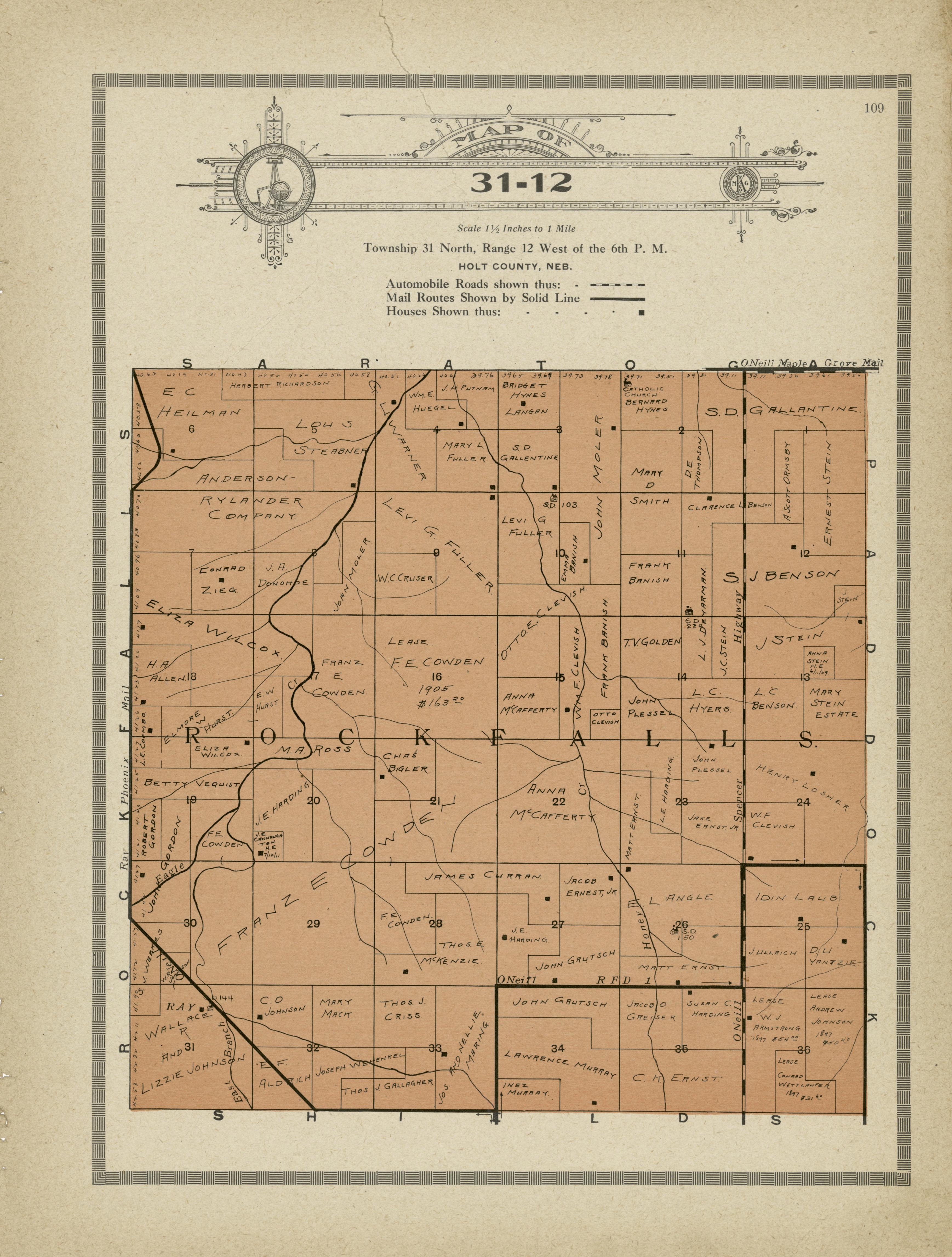 Map of 31-12 from Atlas and Plat Book of Holt County, Nebraska : Containing Outline Map of the County, Plats of All the Townships With Owners&