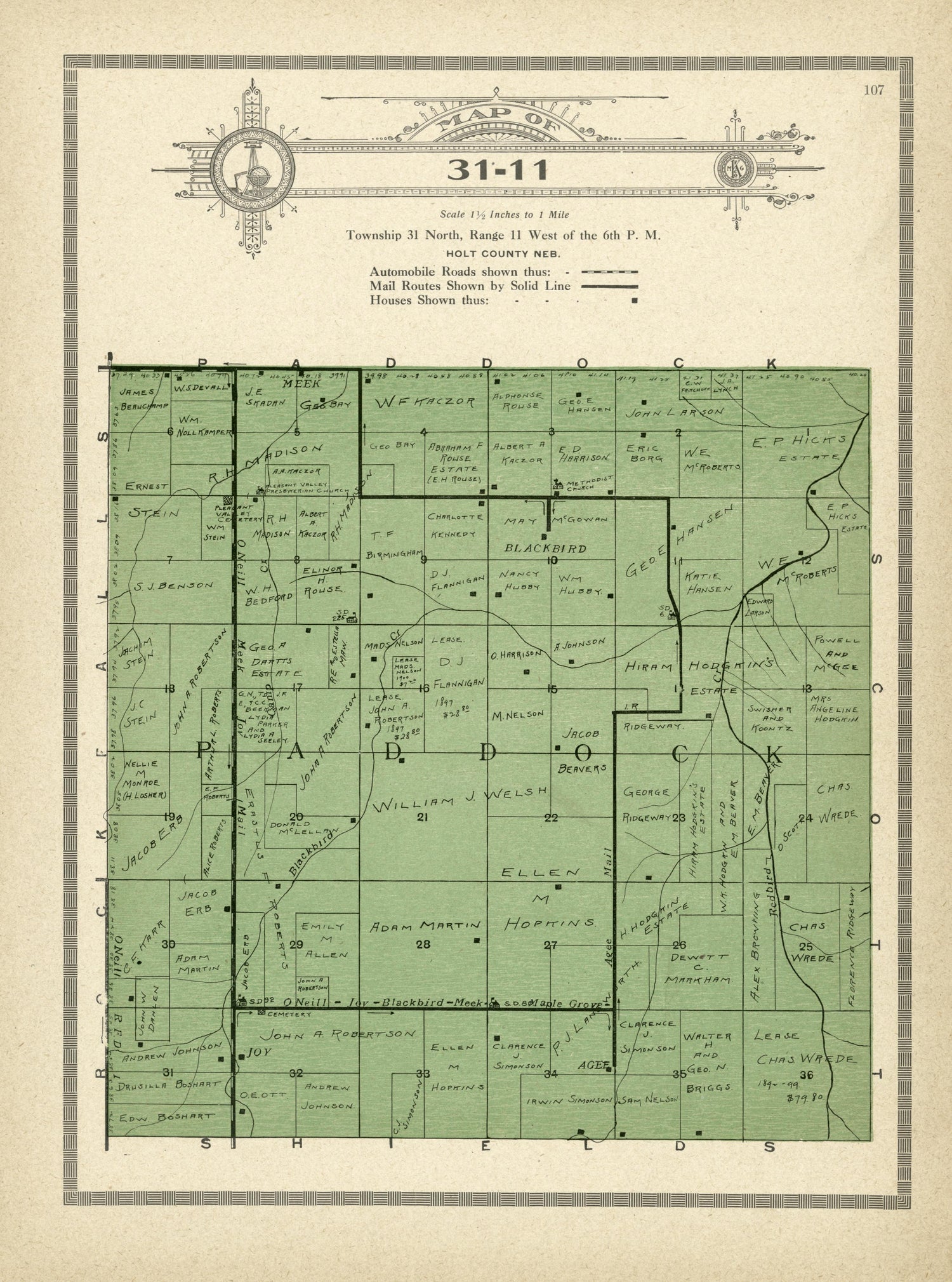 Map of 31-11 from Atlas and Plat Book of Holt County, Nebraska : Containing Outline Map of the County, Plats of All the Townships With Owners&