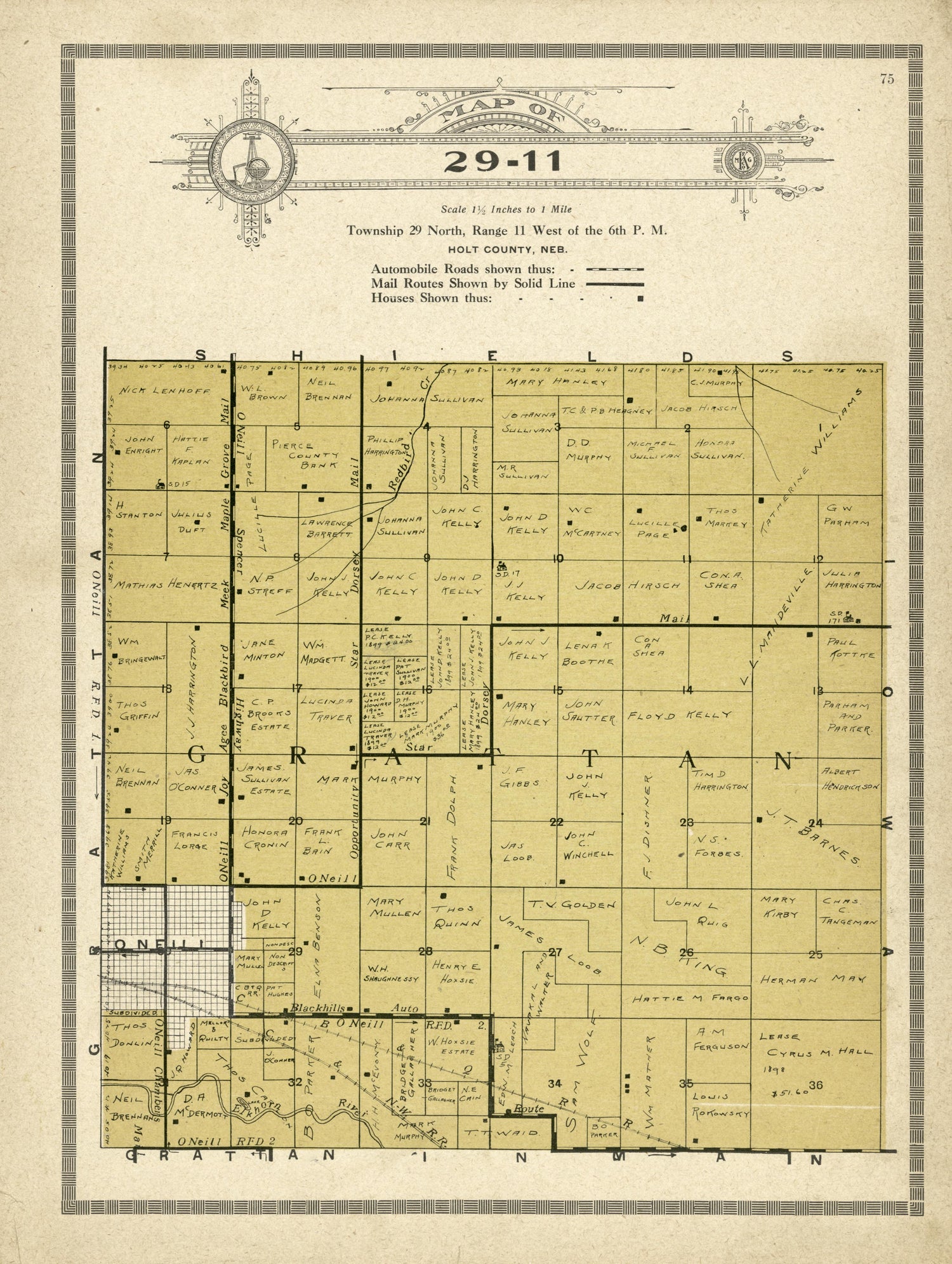 Map of 29-11 from Atlas and Plat Book of Holt County, Nebraska : Containing Outline Map of the County, Plats of All the Townships With Owners&