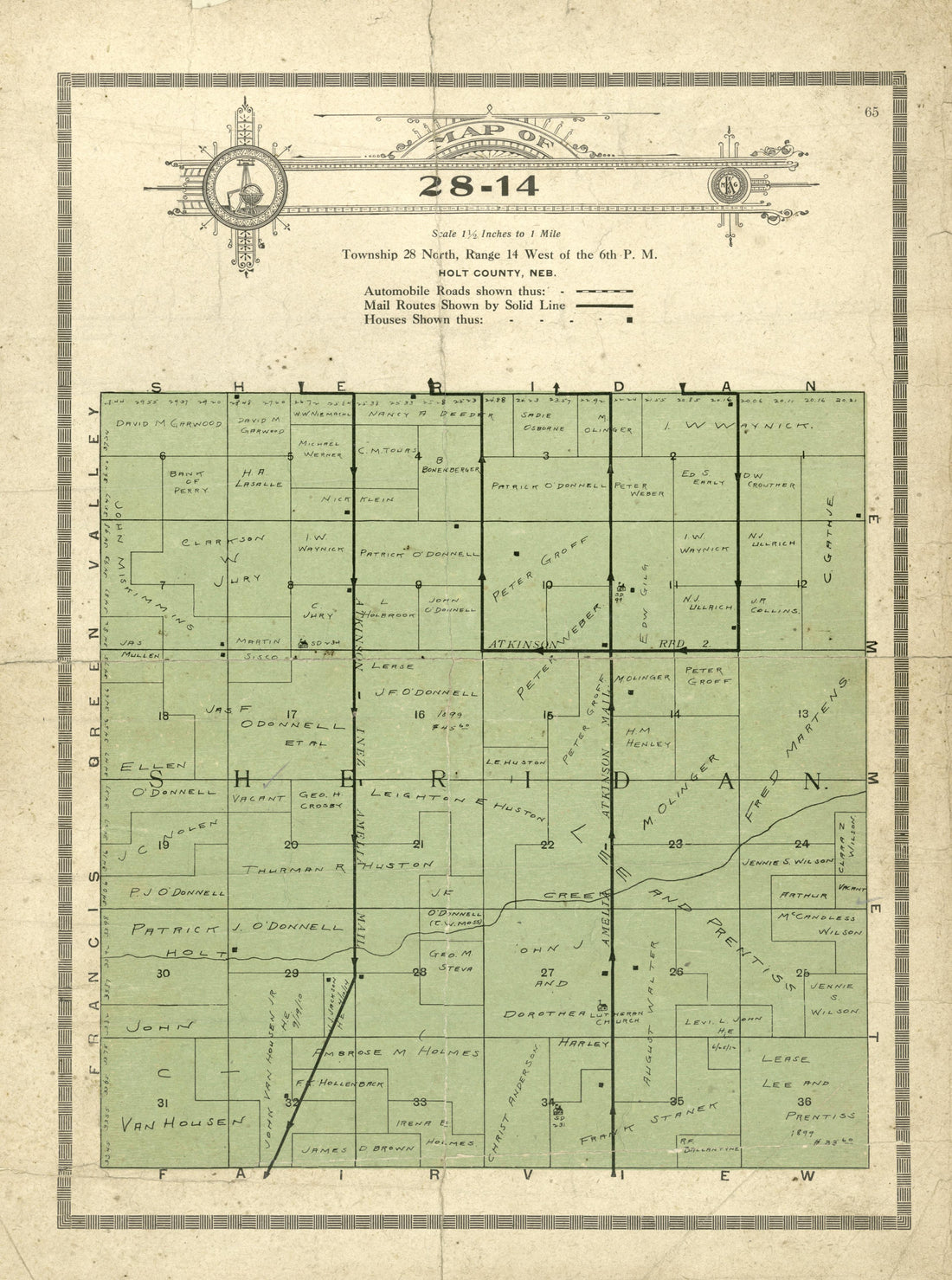 Map of 28-14 from Atlas and Plat Book of Holt County, Nebraska : Containing Outline Map of the County, Plats of All the Townships With Owners&